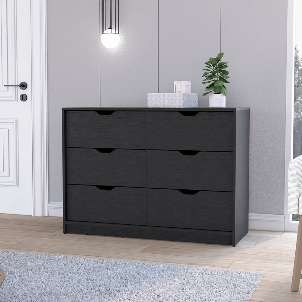 Elegant Dresser Curio with four drawers and black wengue finish, ideal for bedroom organization.