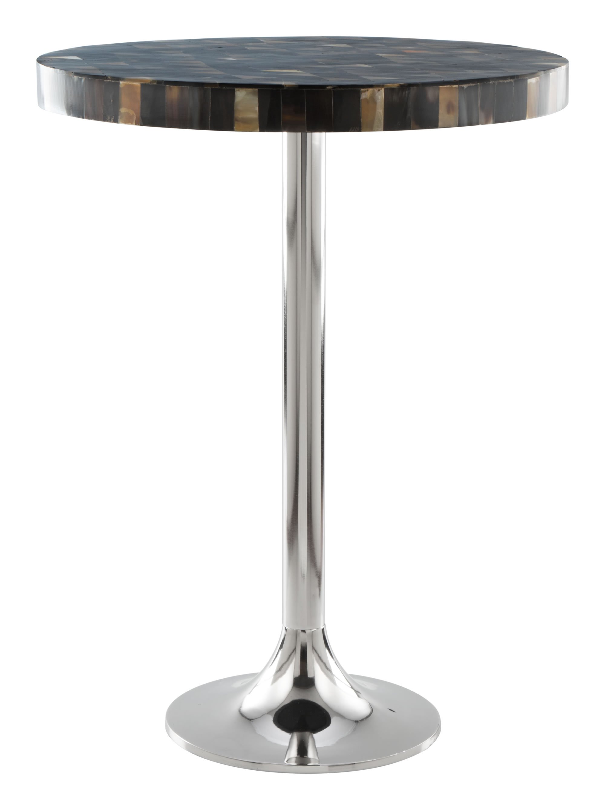 Earth Tones Marble Check and Aluminum Side Table featuring a dark marble top and sleek aluminum base, perfect for modern and traditional decor.