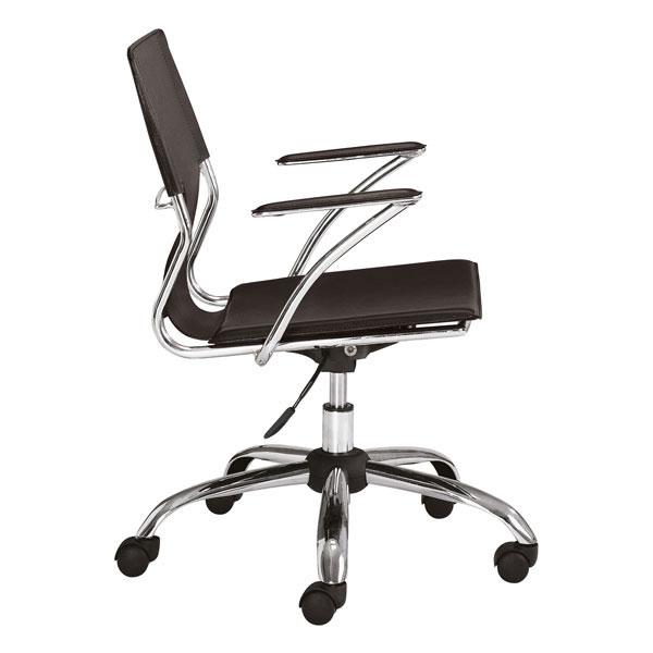 Espresso Leatherette Chromed Office Chair with plush arm pads and sleek design, featuring a sturdy chromed steel frame.