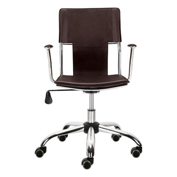 Espresso Leatherette Chromed Office Chair with plush arm pads and sleek design, featuring a sturdy chromed steel frame.