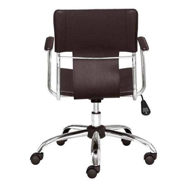 Espresso Leatherette Chromed Office Chair with plush arm pads and sleek design, featuring a sturdy chromed steel frame.