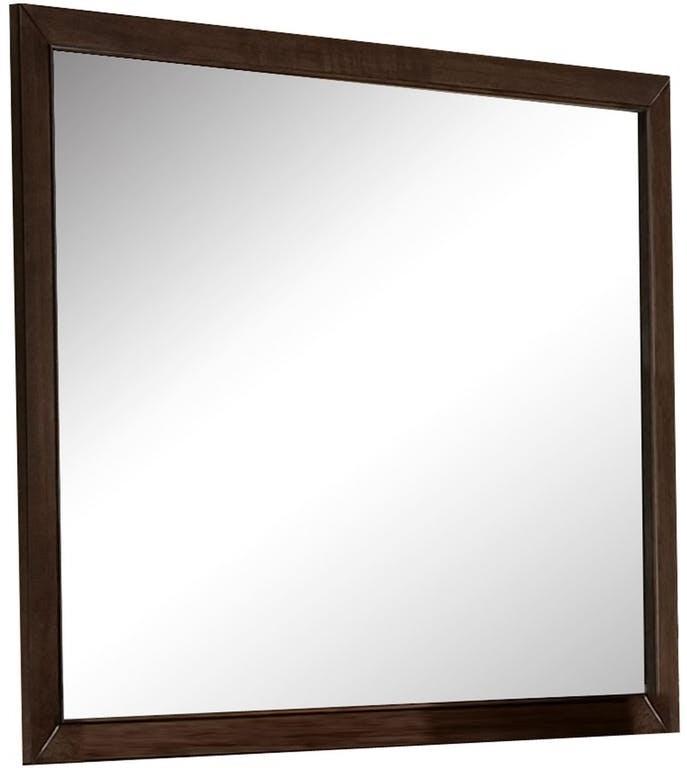 Espresso wooden rectangular vanity mirror with a sleek frame, measuring 45" x 35", perfect for bedrooms and dressing rooms.