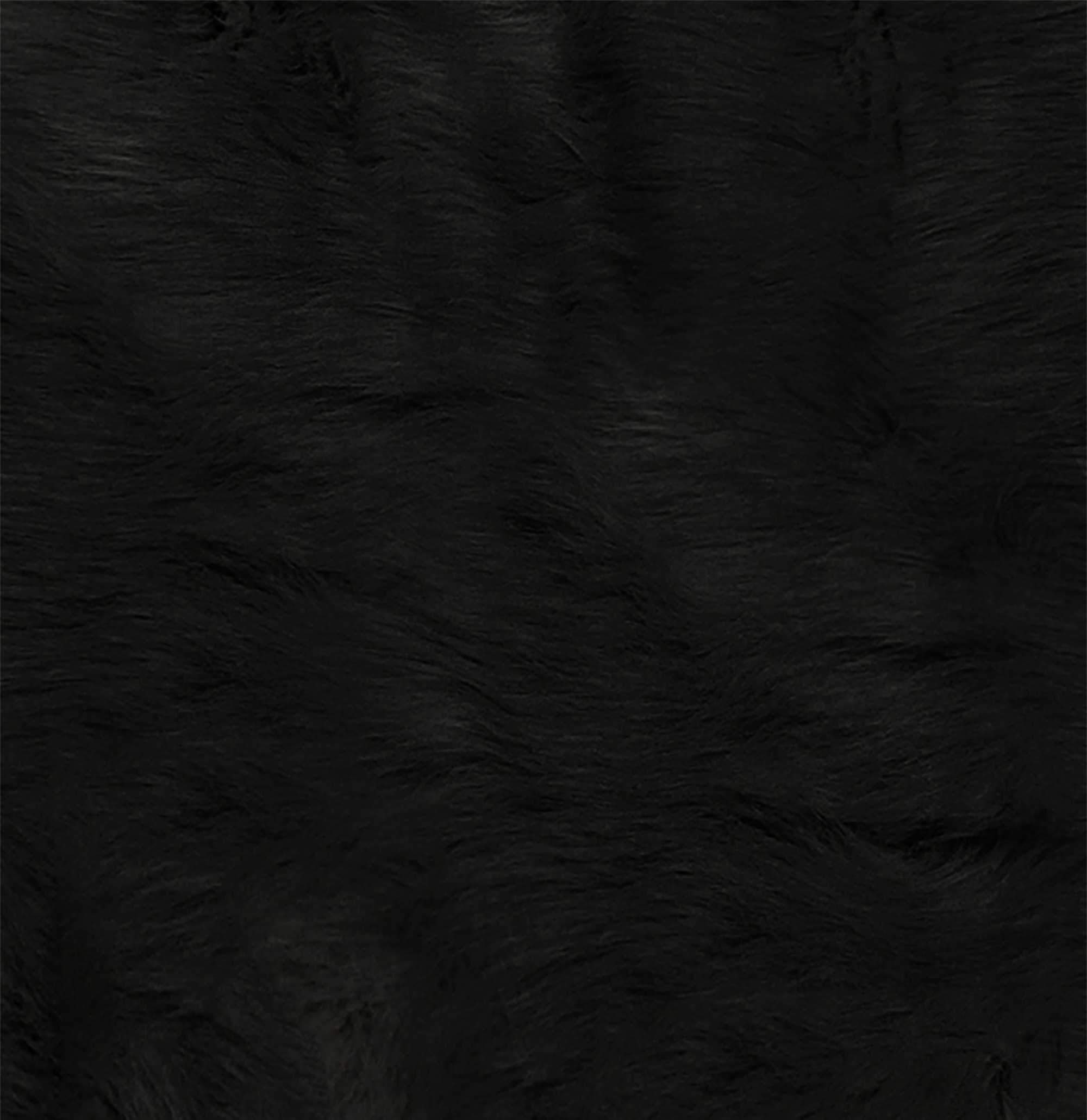 Luxurious black faux cowhide rug measuring 4 x 5 feet, showcasing a soft, low pile texture and elegant sheen.