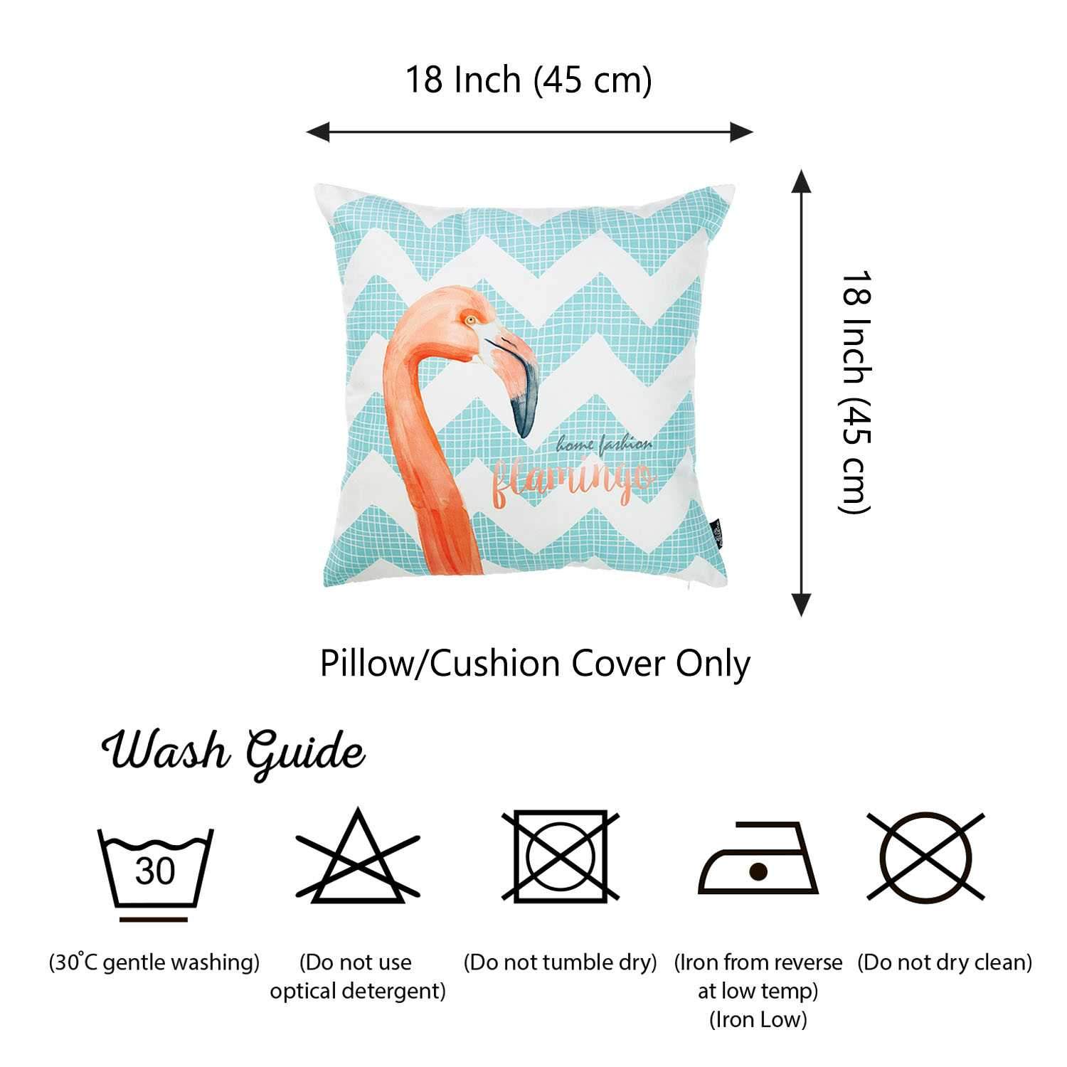 Flamingo and Aqua Chevron Decorative Throw Pillow Cover showcasing vibrant colors and luxurious fabric with hidden zipper closure.