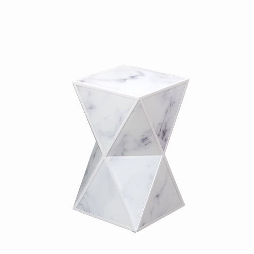 Geometry End Table featuring a marble textured glass top and sturdy MDF frame, ideal for modern home decor.