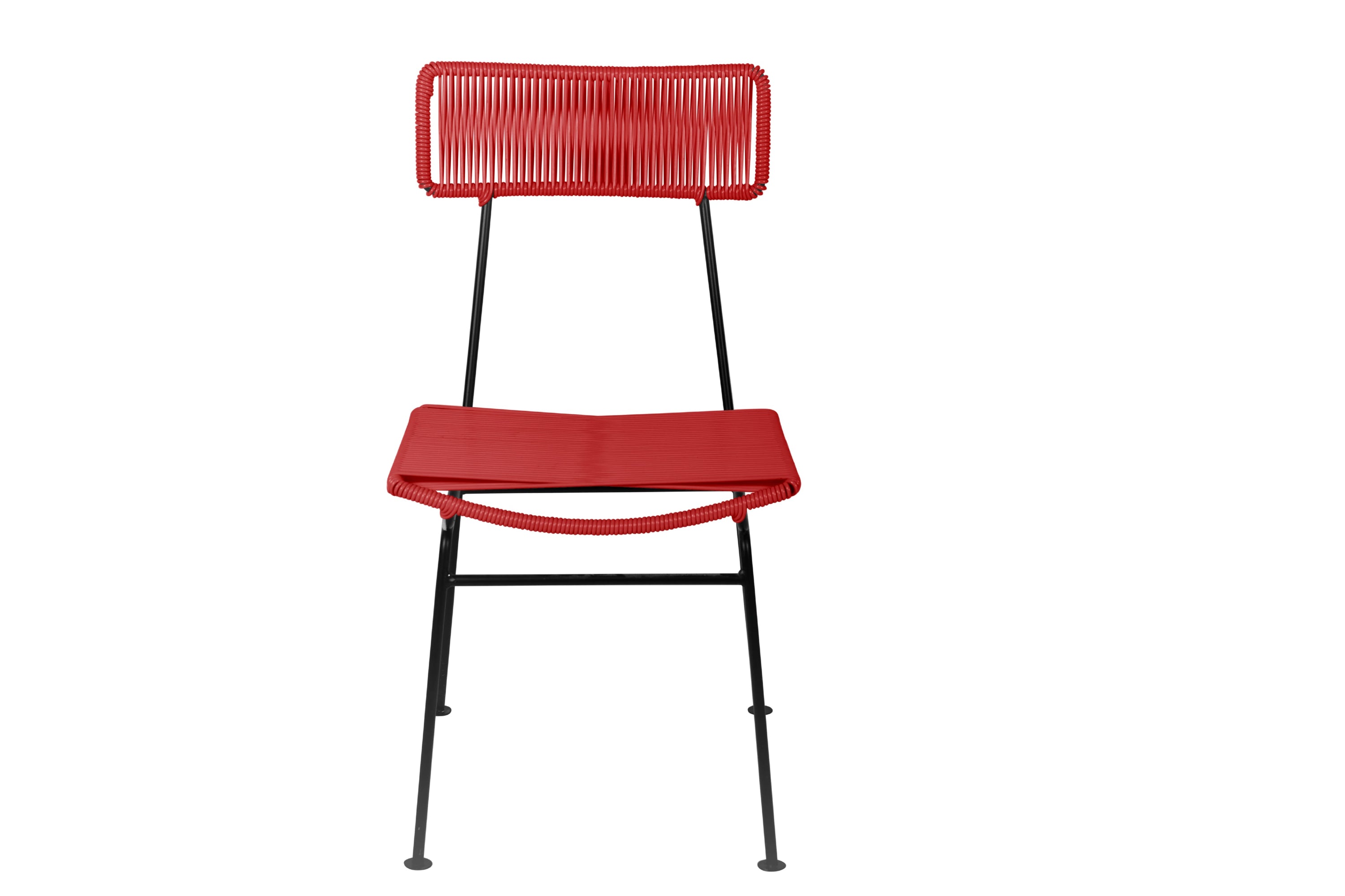 Hapi Chair featuring a unique grin design, handcrafted with durable PVC cord in vibrant colors, suitable for indoor and outdoor use.