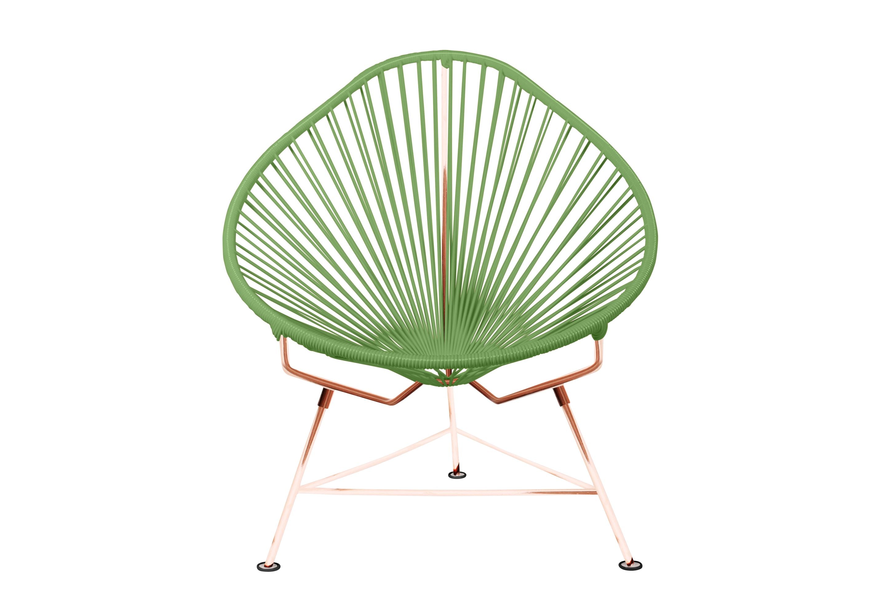 Junior Acapulco Chair in vibrant colors, showcasing its compact design and handmade craftsmanship.