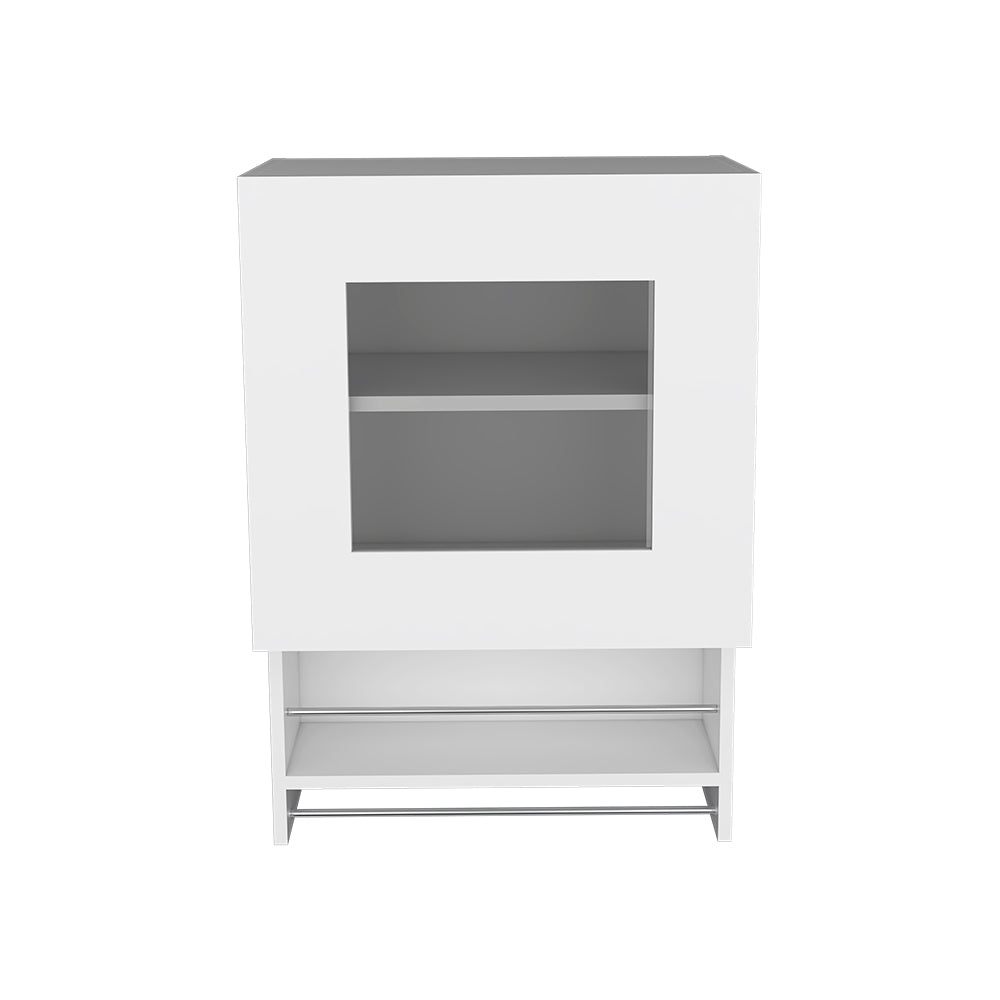 Papua Kitchen Wall Cabinet with three shelves in a sleek white finish, ideal for kitchen storage.