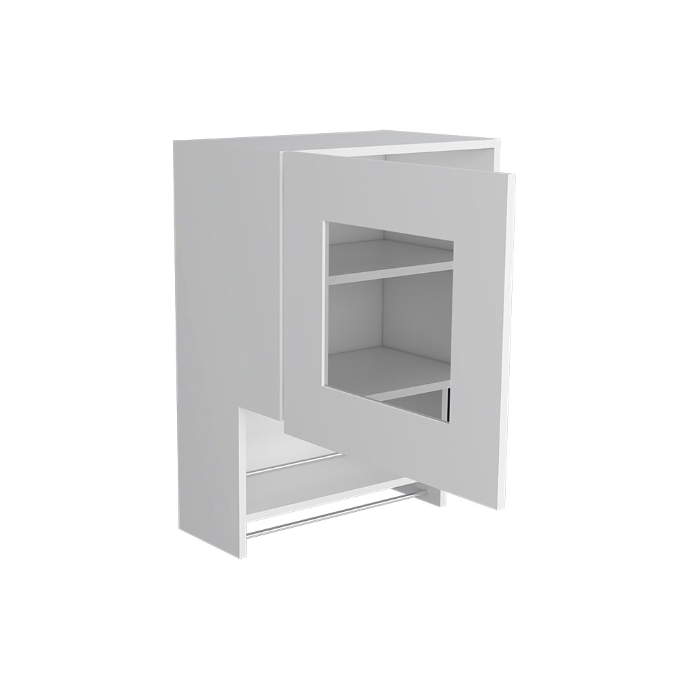 Papua Kitchen Wall Cabinet with three shelves in a sleek white finish, ideal for kitchen storage.