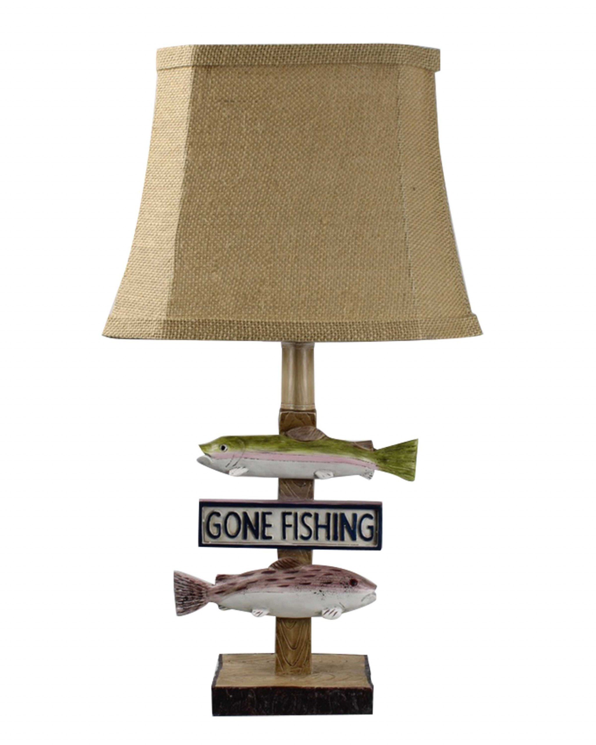 Lodge and Lake Fishing Accent Lamp featuring a stylish fishing design, perfect for illuminating any room with a calming glow.