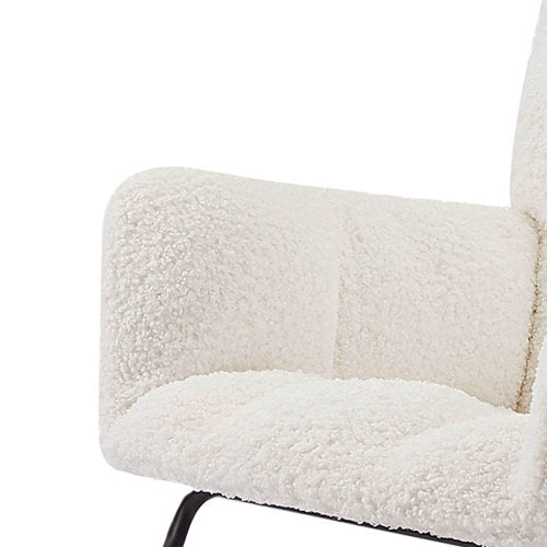 Modern Lounge Recliner Rocking Chair designed for moms and babies, featuring a soft boucle seat and sturdy wooden frame.