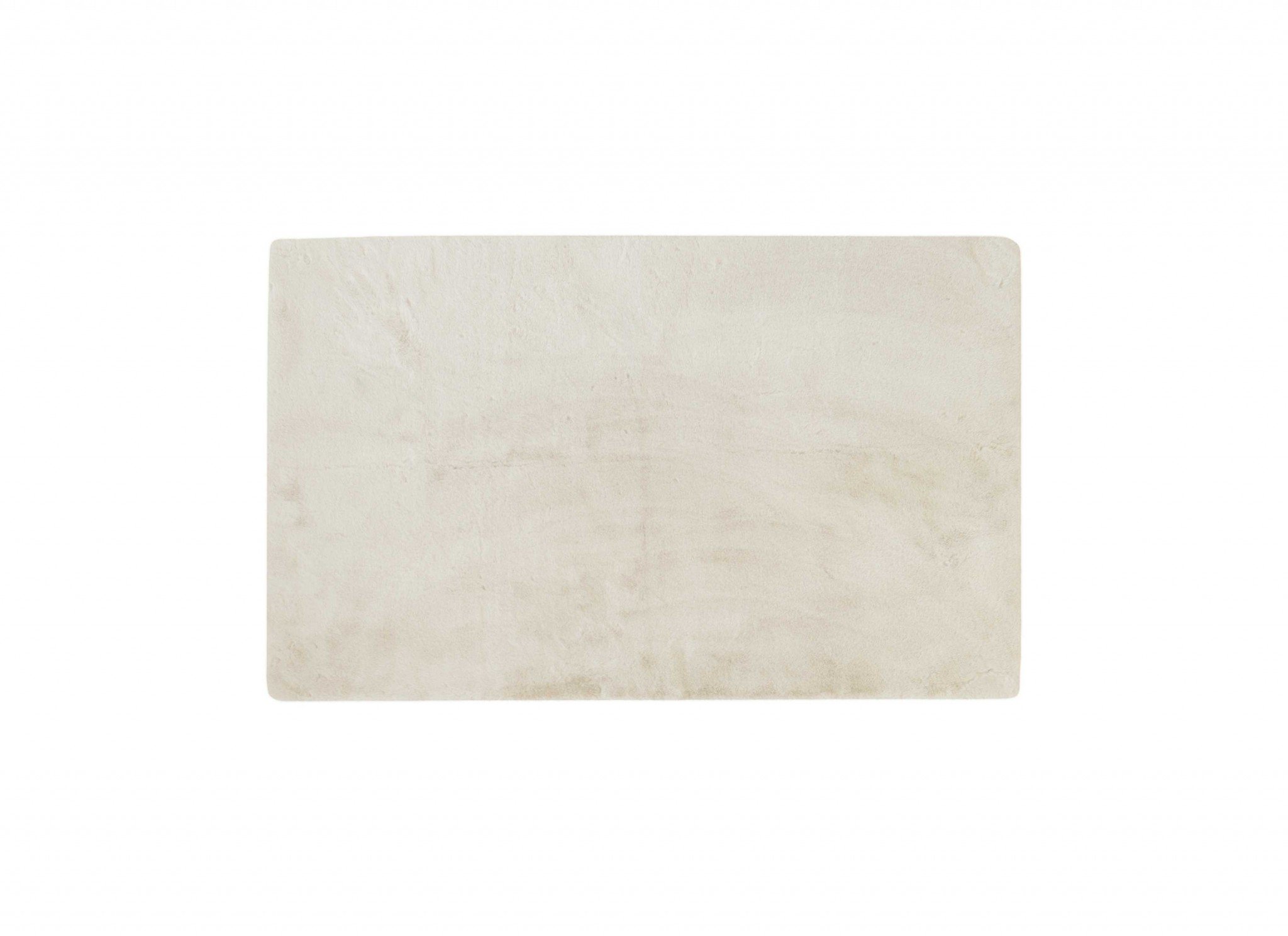 Luxe Faux Rabbit Fur Rectangular Rug in ivory, showcasing its plush texture and elegant design, perfect for home decor.