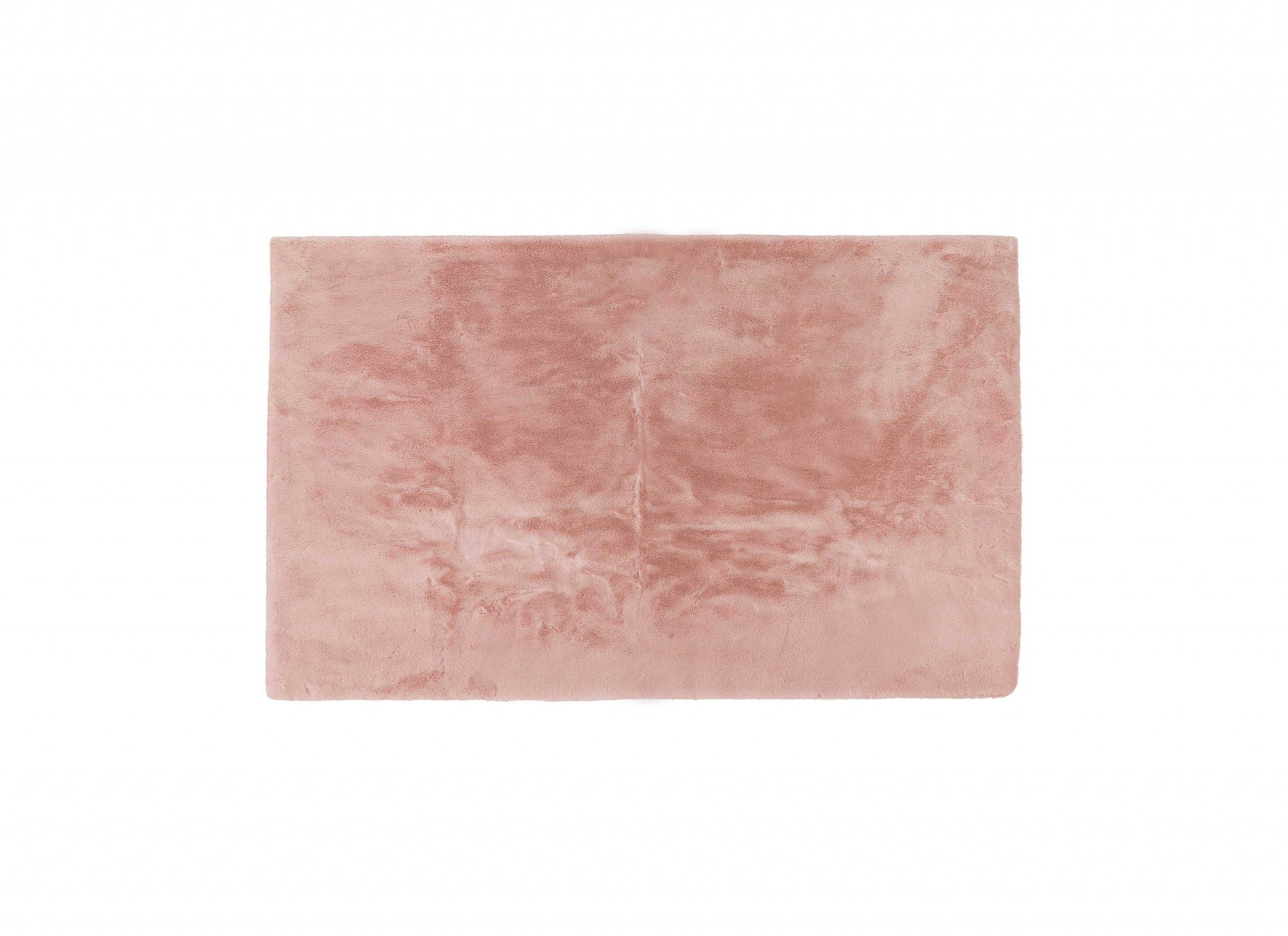 Luxe Faux Rabbit Fur Rectangular Rug in Blush Pink, showcasing its soft texture and elegant design, perfect for home decor.