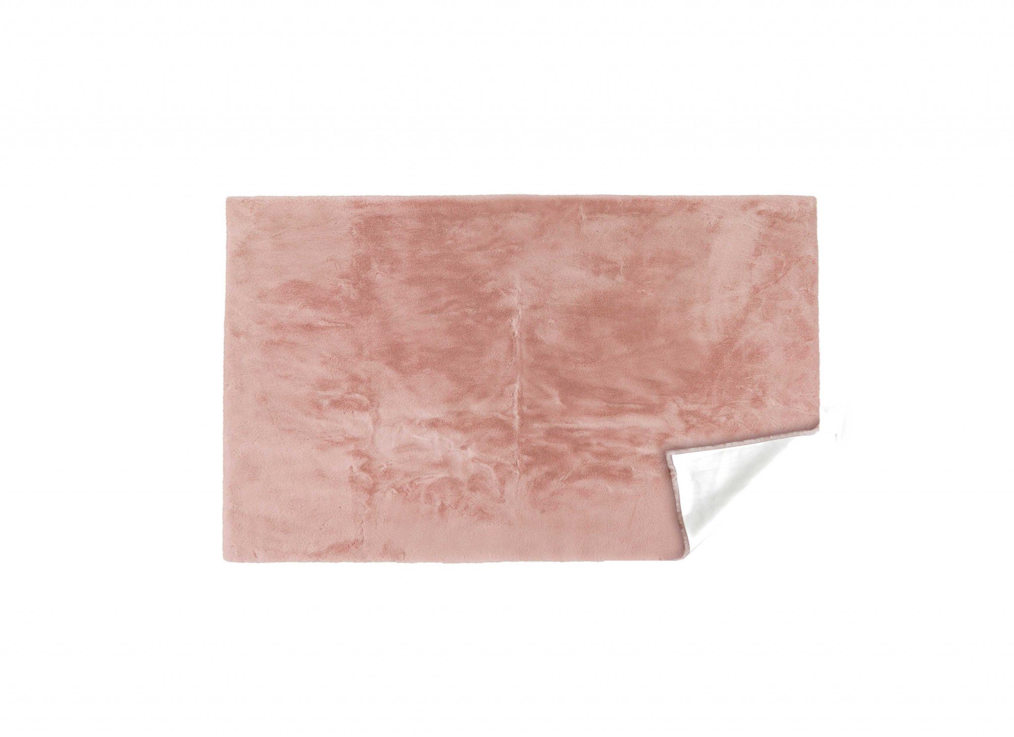 Luxe Faux Rabbit Fur Rectangular Rug in Blush Pink, showcasing its soft texture and elegant design, perfect for home decor.