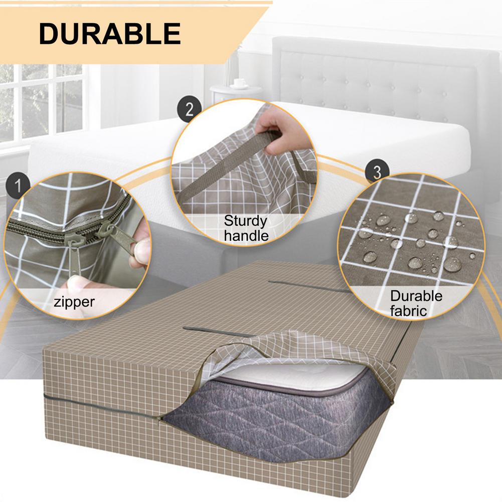 Reusable and washable mattress protection bag, waterproof and dust-proof, featuring heavy-duty handles and zipper for easy transport.