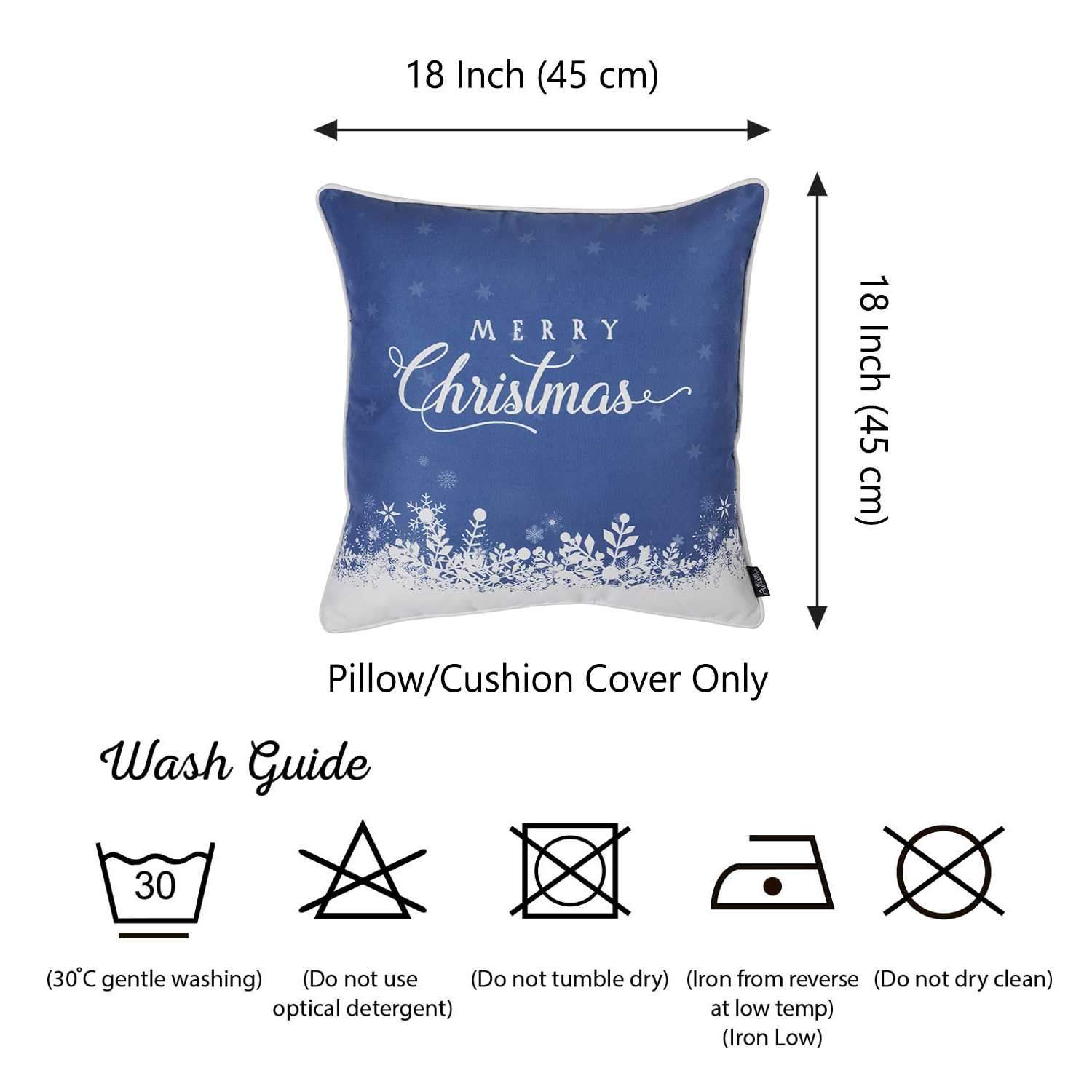 Merry Christmas Snow Scene Decorative Throw Pillow Cover featuring a vibrant snow scene design on luxurious brushed fabric with hidden zipper closure.