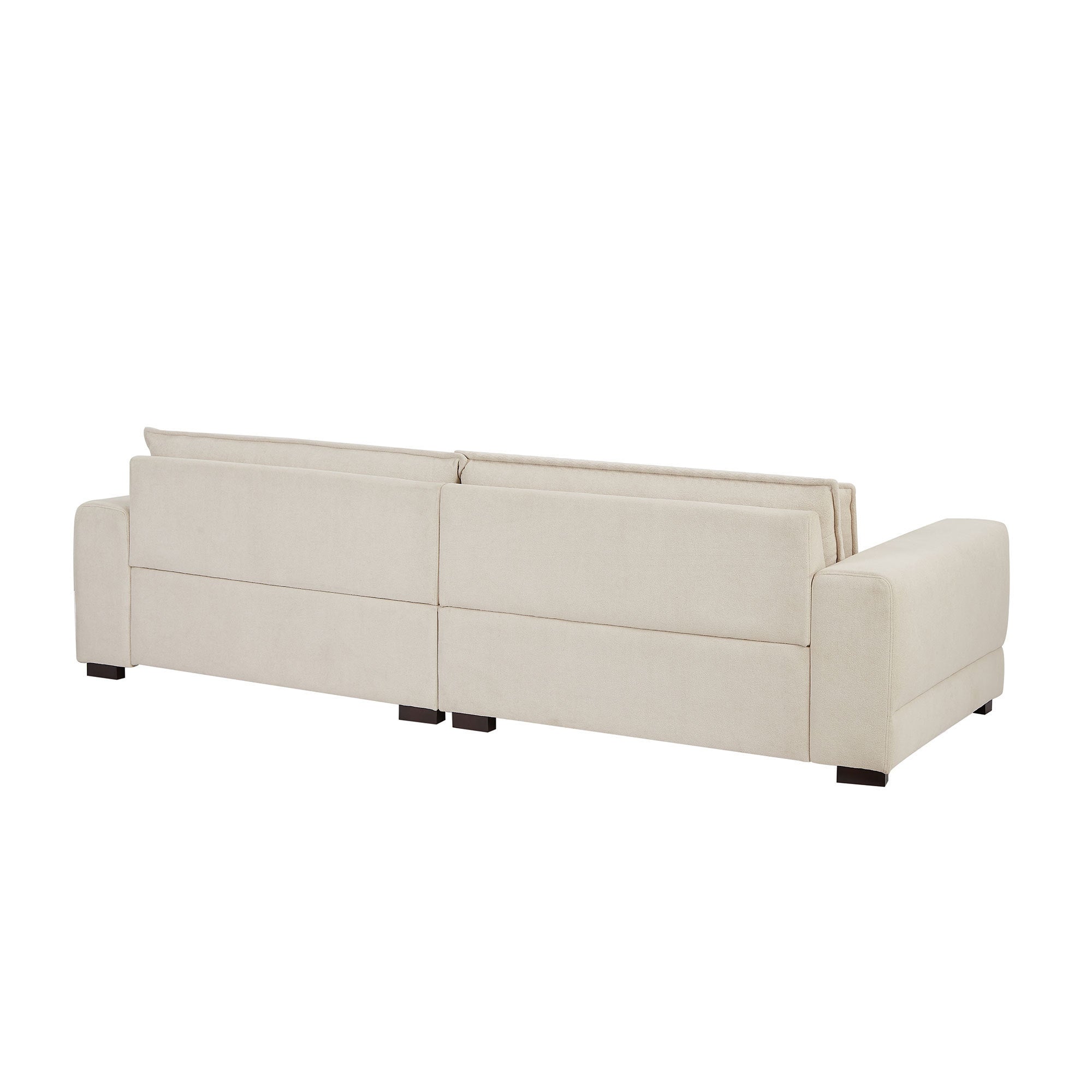 Mid-Century Sofa Couch in beige fabric, showcasing modern design and comfortable seating.