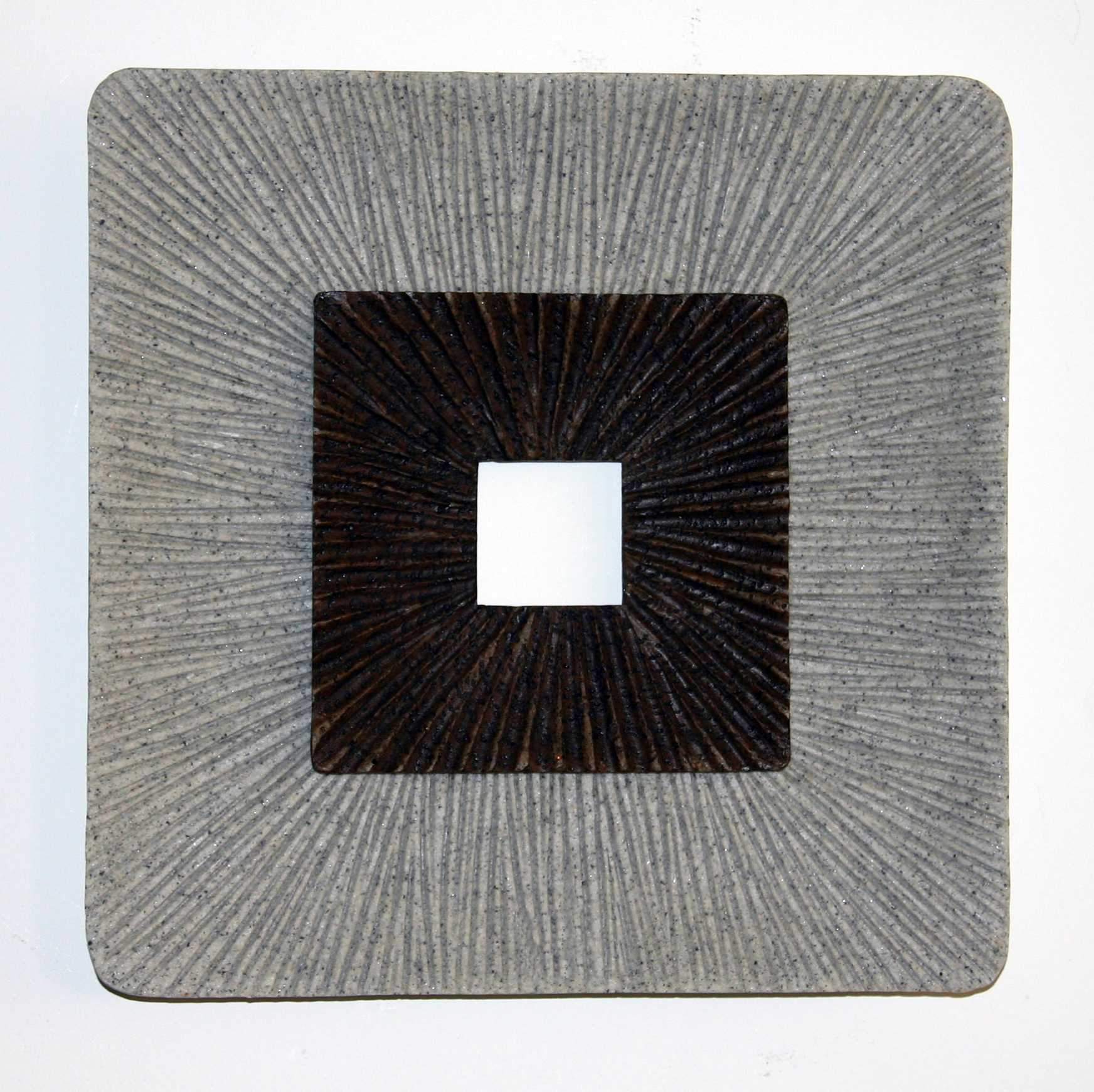 Modern Brown and Gray Ribbed Square Wall Art featuring a spiral design and textured ribbed finish, perfect for contemporary home decor.