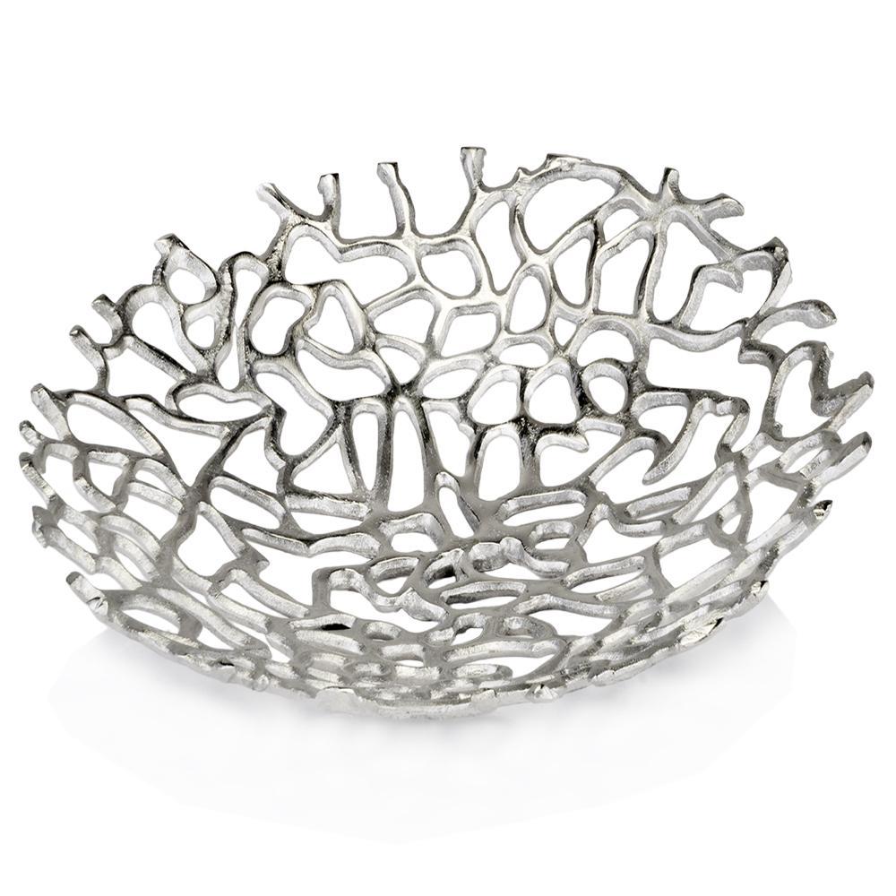 A beautiful Modern Raw Silver Coral Centerpiece Plate showcasing intricate coral designs, perfect for enhancing home decor.