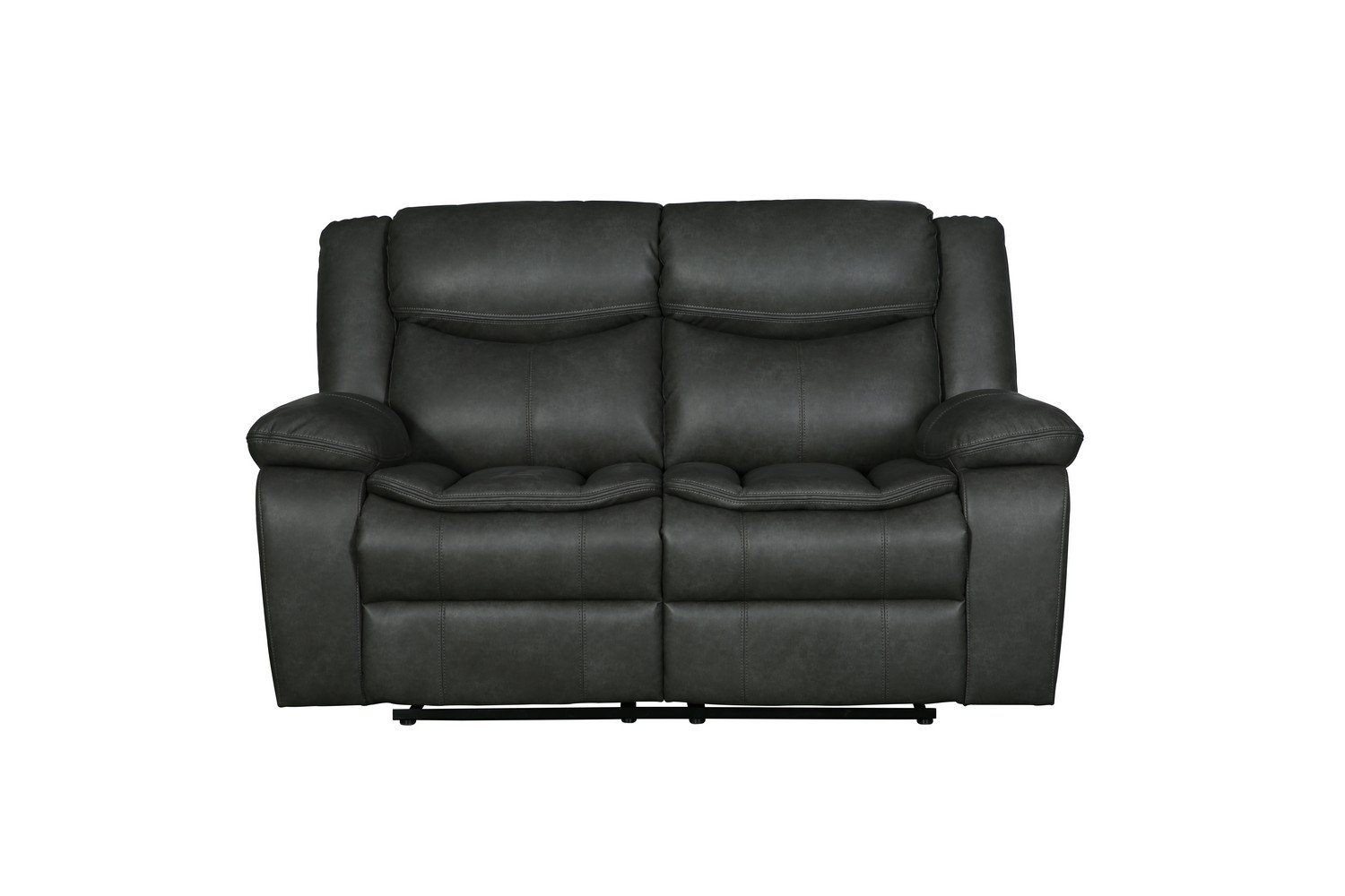 Modern Soft Gray Faux Leather Reclining Sofa with sleek design and comfortable reclining feature, perfect for contemporary living spaces.