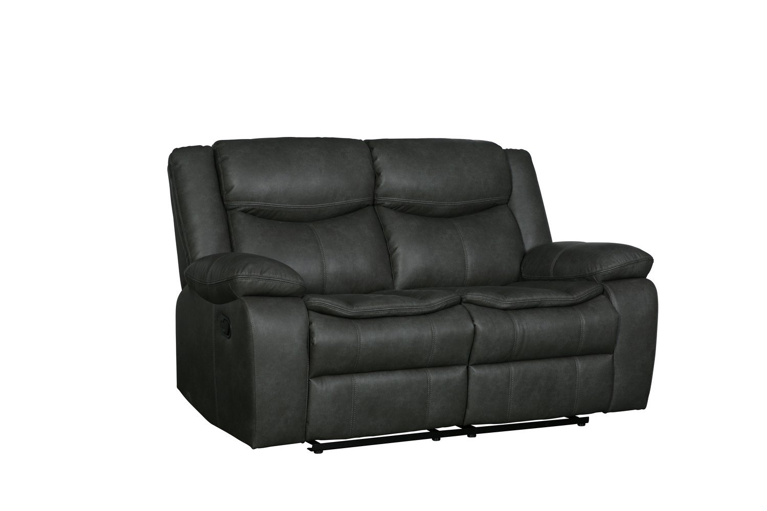 Modern Soft Gray Faux Leather Reclining Sofa with sleek design and comfortable reclining feature, perfect for contemporary living spaces.