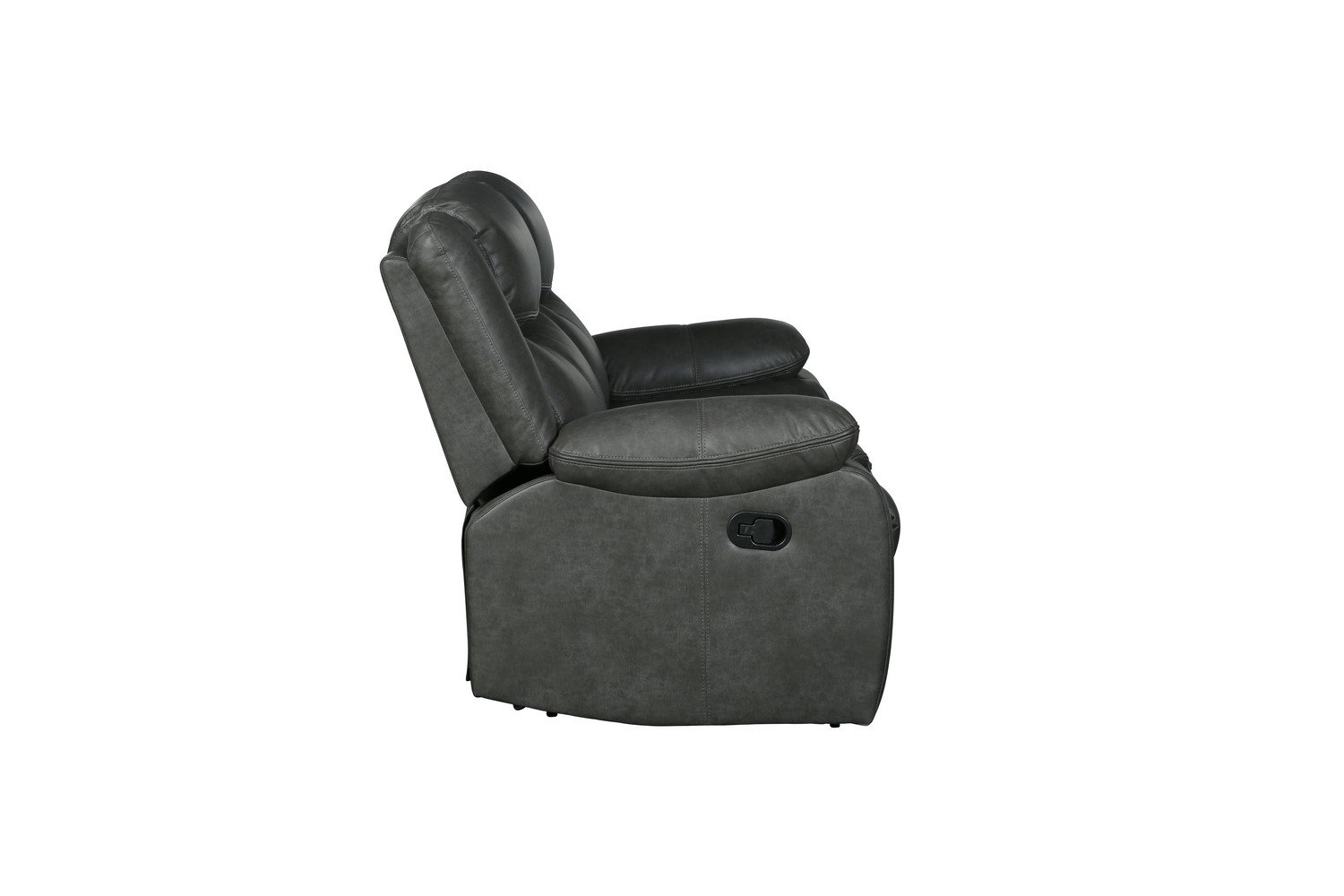 Modern Soft Gray Faux Leather Reclining Sofa with sleek design and comfortable reclining feature, perfect for contemporary living spaces.