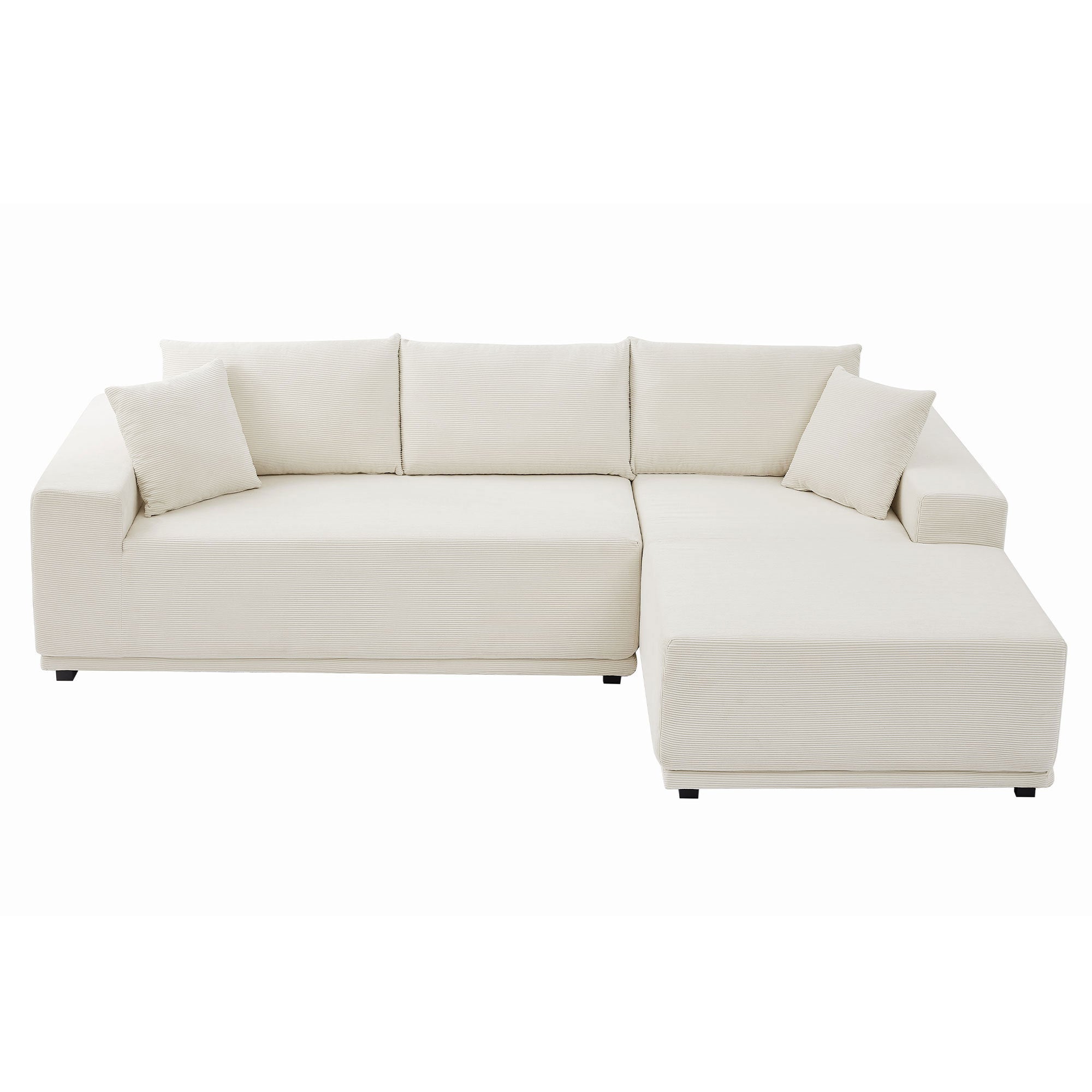 A modern modular sectional living room sofa set in beige upholstery, featuring a chaise lounge and plush cushions, perfect for stylish and comfortable living spaces.