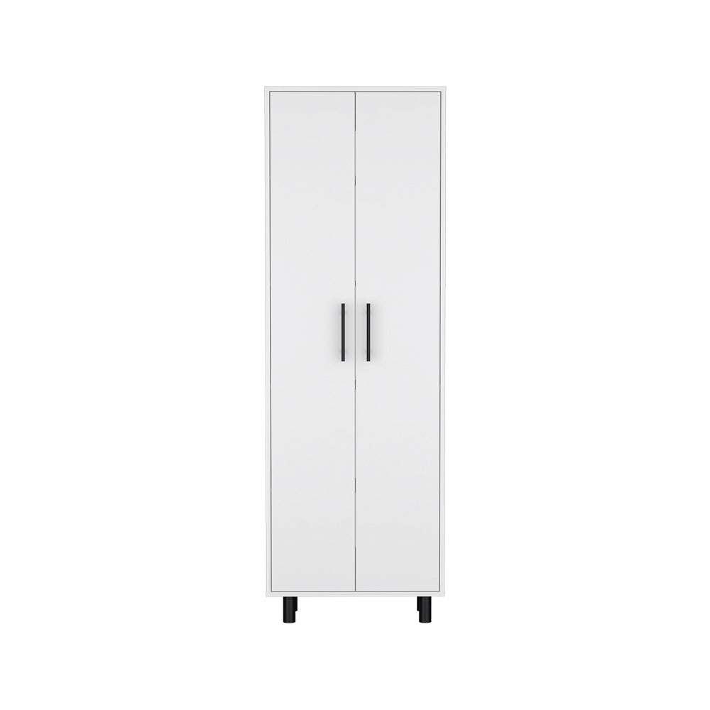 Multistorage Manacor storage cabinet with five shelves and white finish, featuring wheels for easy mobility.