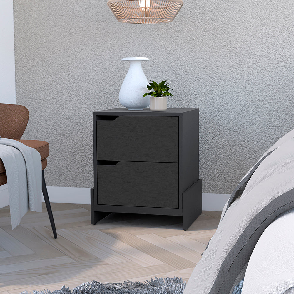 Brookland Nightstand in white finish with double drawers, showcasing a stylish design and sturdy construction, perfect for any bedroom decor.