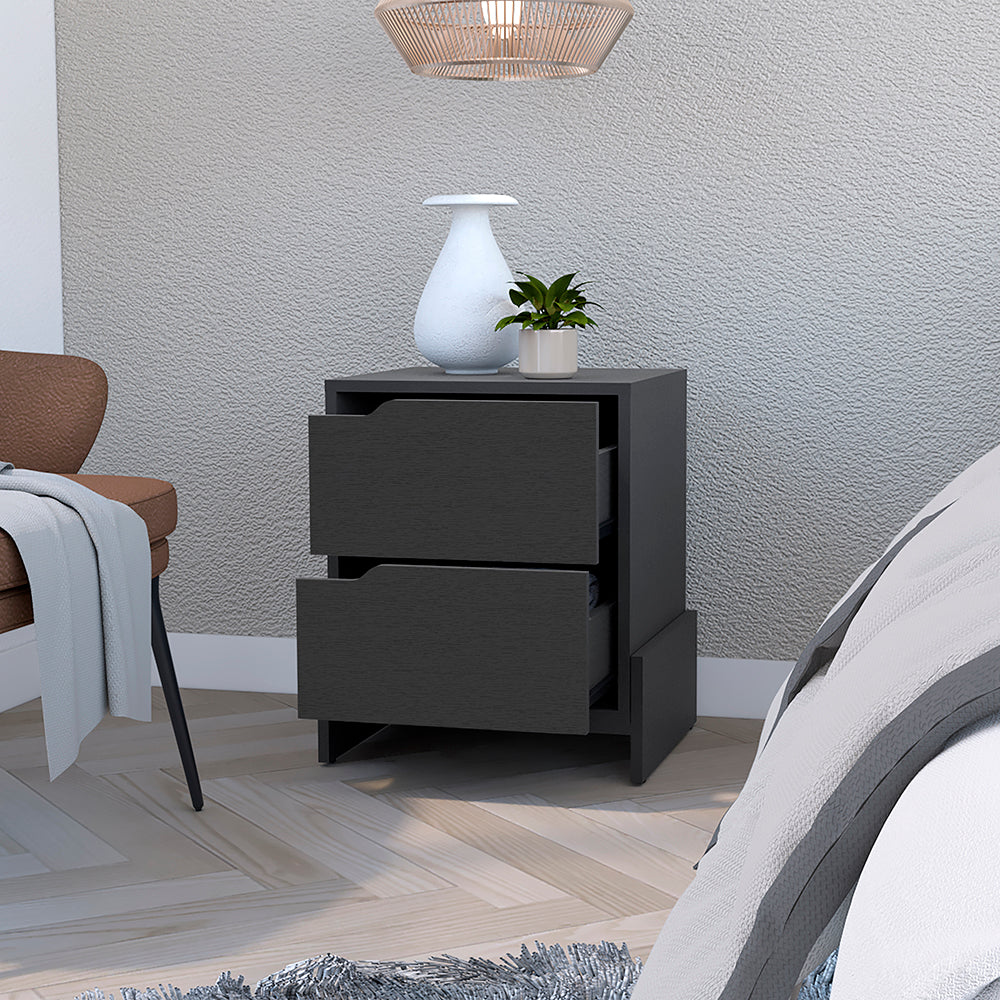 Brookland Nightstand in white finish with double drawers, showcasing a stylish design and sturdy construction, perfect for any bedroom decor.