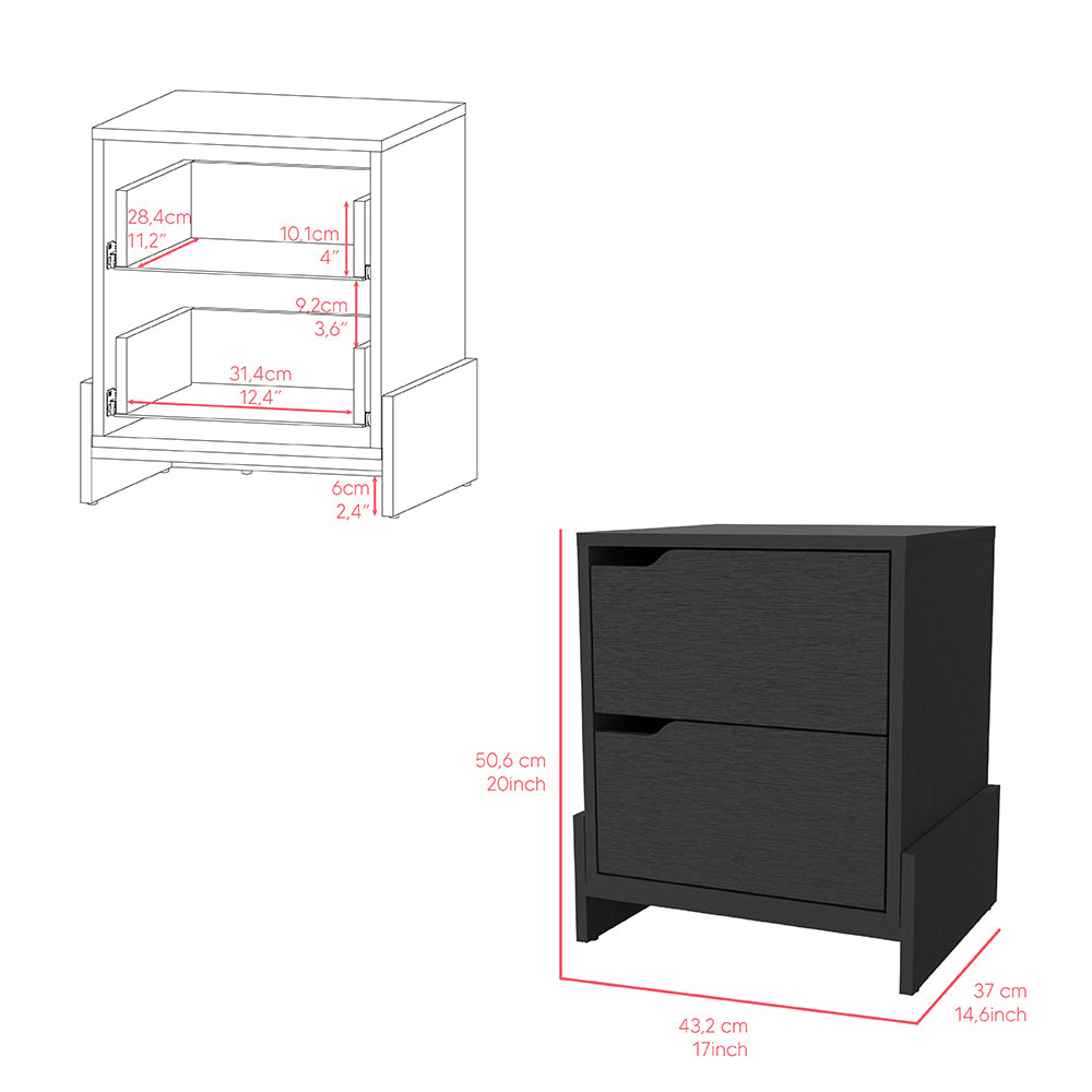 Brookland Nightstand in white finish with double drawers, showcasing a stylish design and sturdy construction, perfect for any bedroom decor.