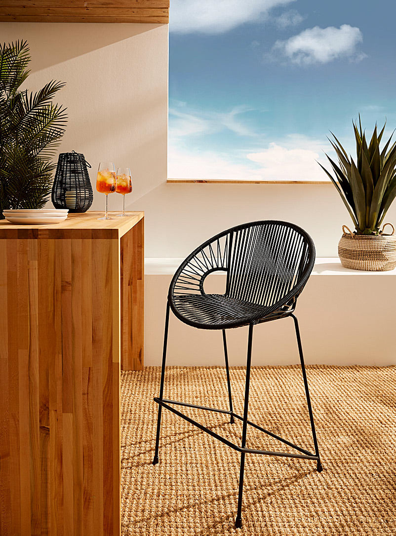 Puerto Bar Height Stool in vibrant colors with a sleek design, perfect for indoor and outdoor use.