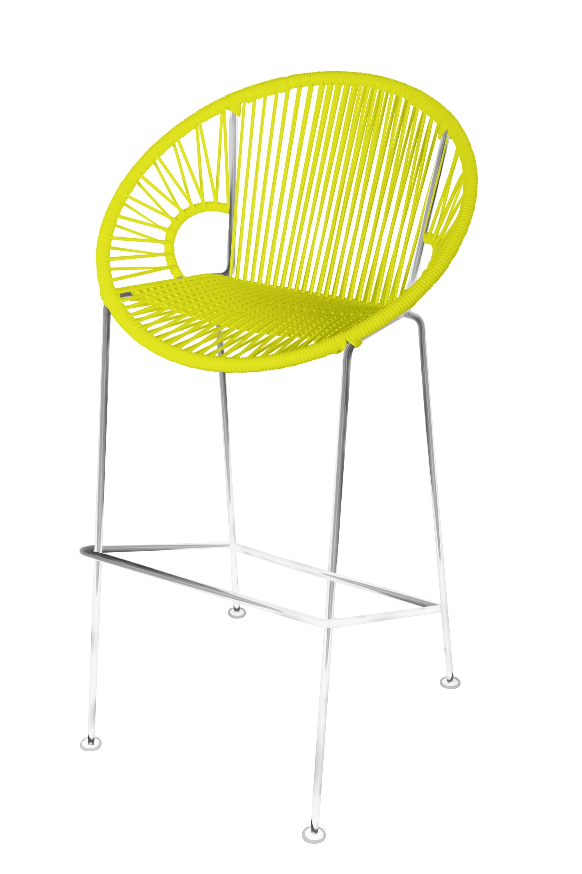 Puerto Bar Height Stool in vibrant colors with a sleek design, perfect for indoor and outdoor use.