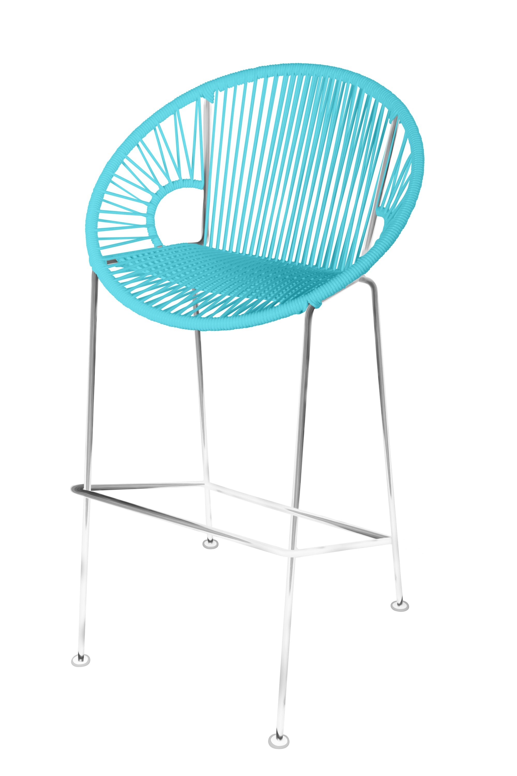 Puerto Bar Height Stool in vibrant colors with a sleek design, perfect for indoor and outdoor use.