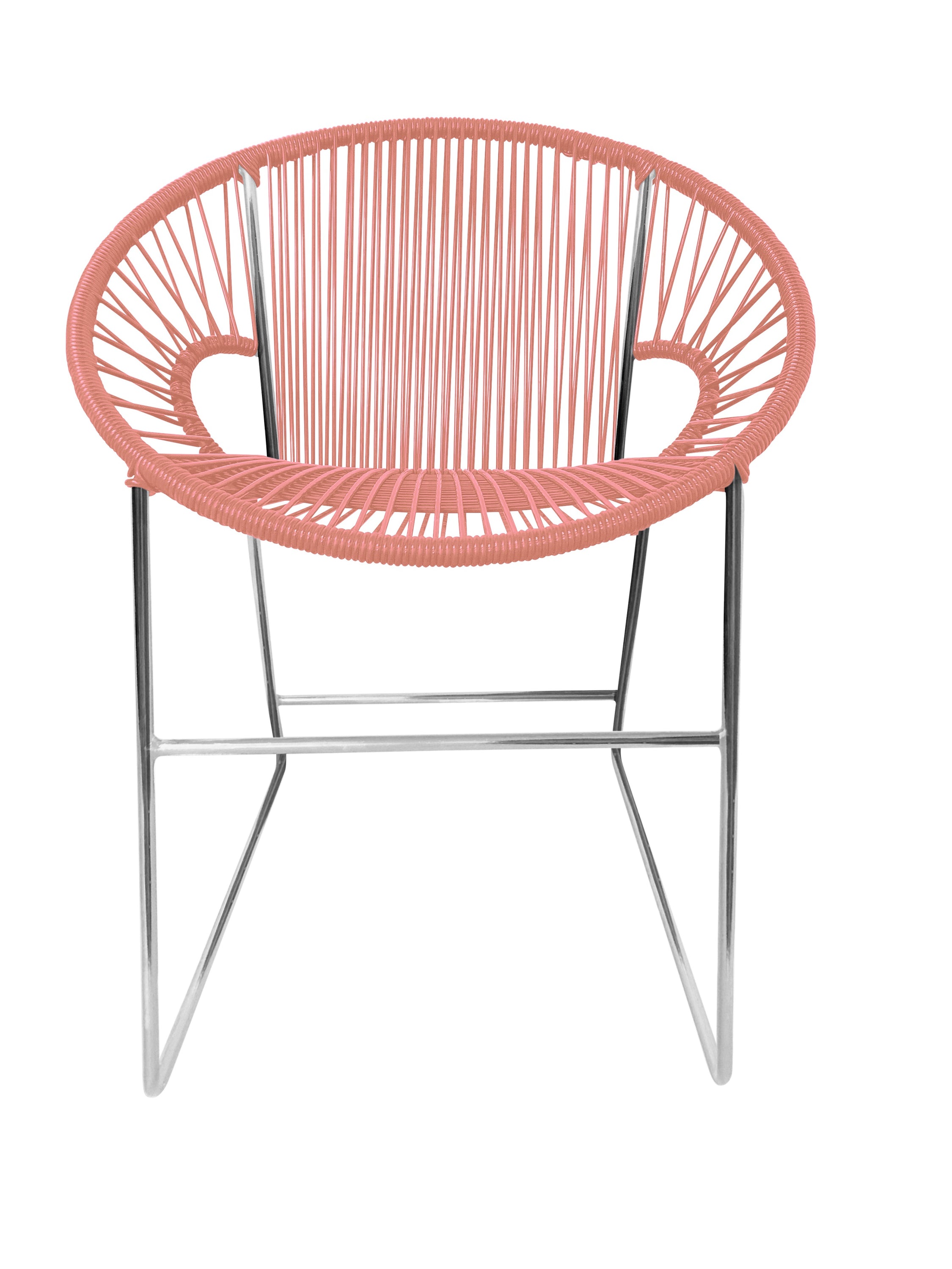 Puerto Dining Chair featuring a woven design and powder-coated steel frame, suitable for indoor and outdoor use.