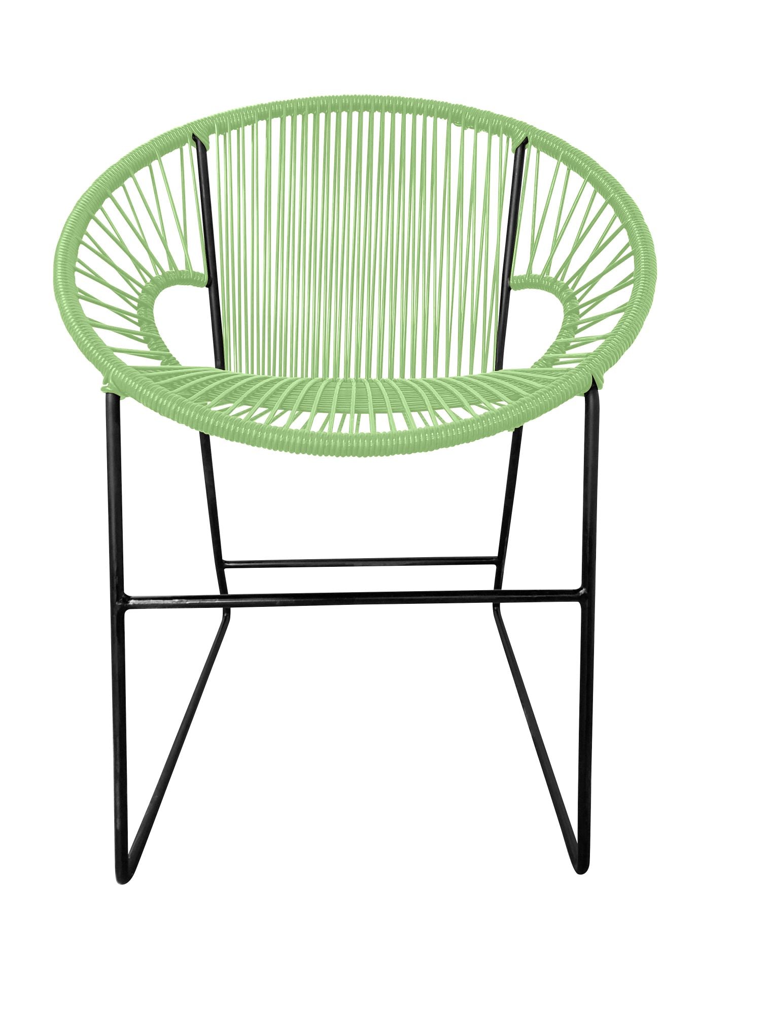 Puerto Dining Chair featuring a woven design and powder-coated steel frame, suitable for indoor and outdoor use.