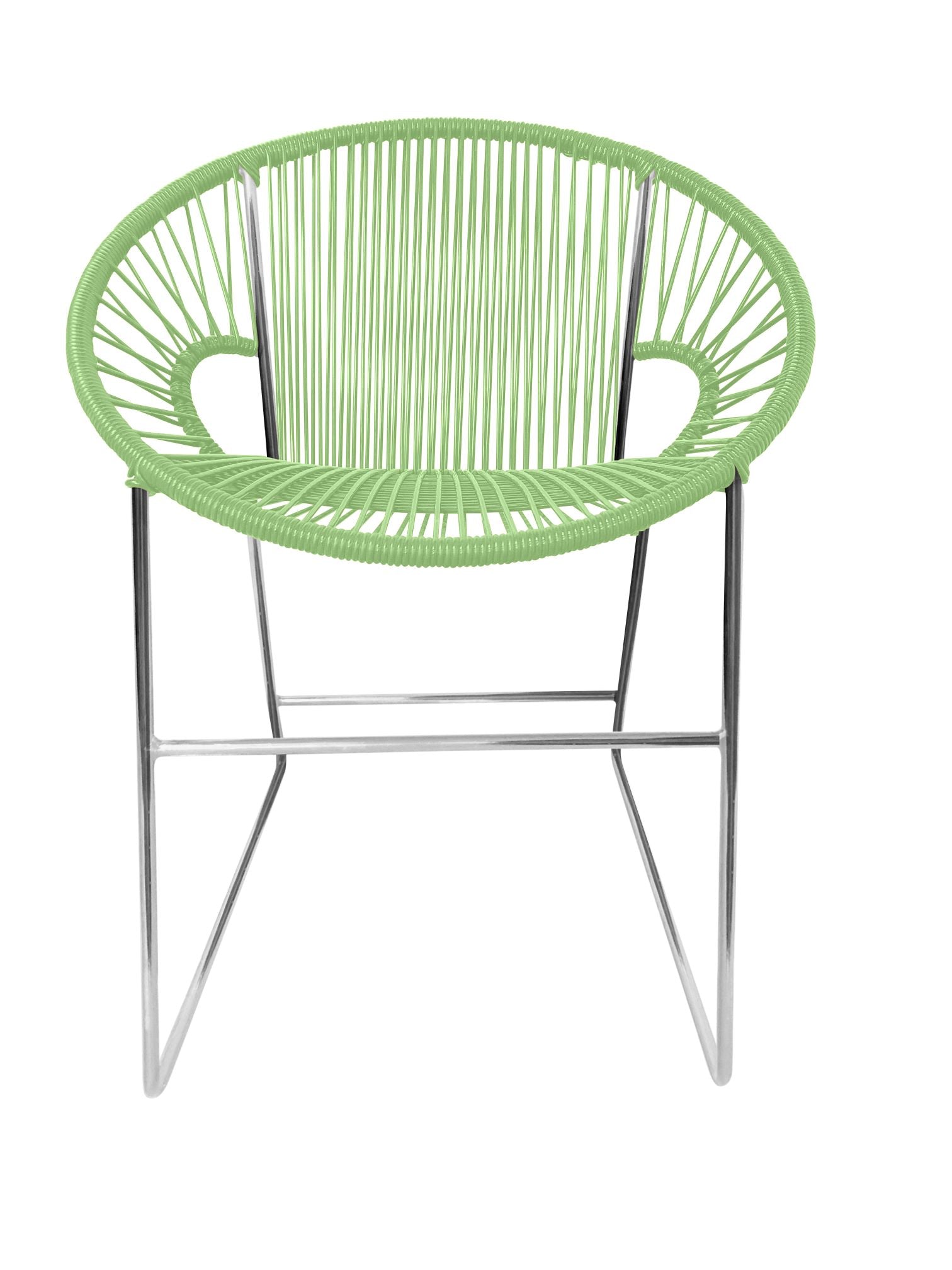 Puerto Dining Chair featuring a woven design and powder-coated steel frame, suitable for indoor and outdoor use.