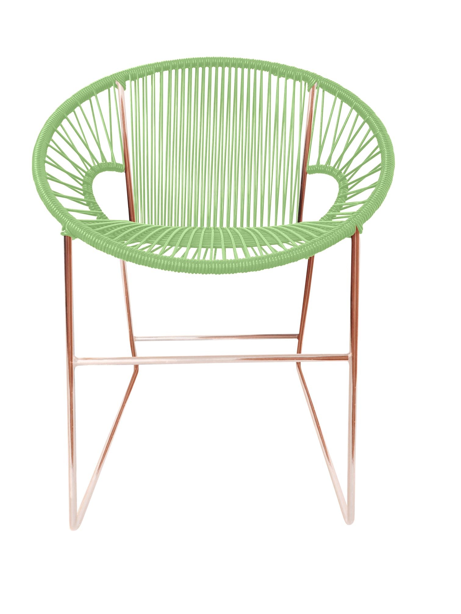 Puerto Dining Chair featuring a woven design and powder-coated steel frame, suitable for indoor and outdoor use.