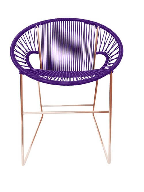 Puerto Dining Chair featuring a woven design and powder-coated steel frame, suitable for indoor and outdoor use.