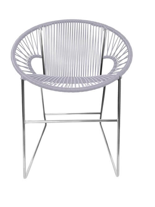 Puerto Dining Chair featuring a woven design and powder-coated steel frame, suitable for indoor and outdoor use.