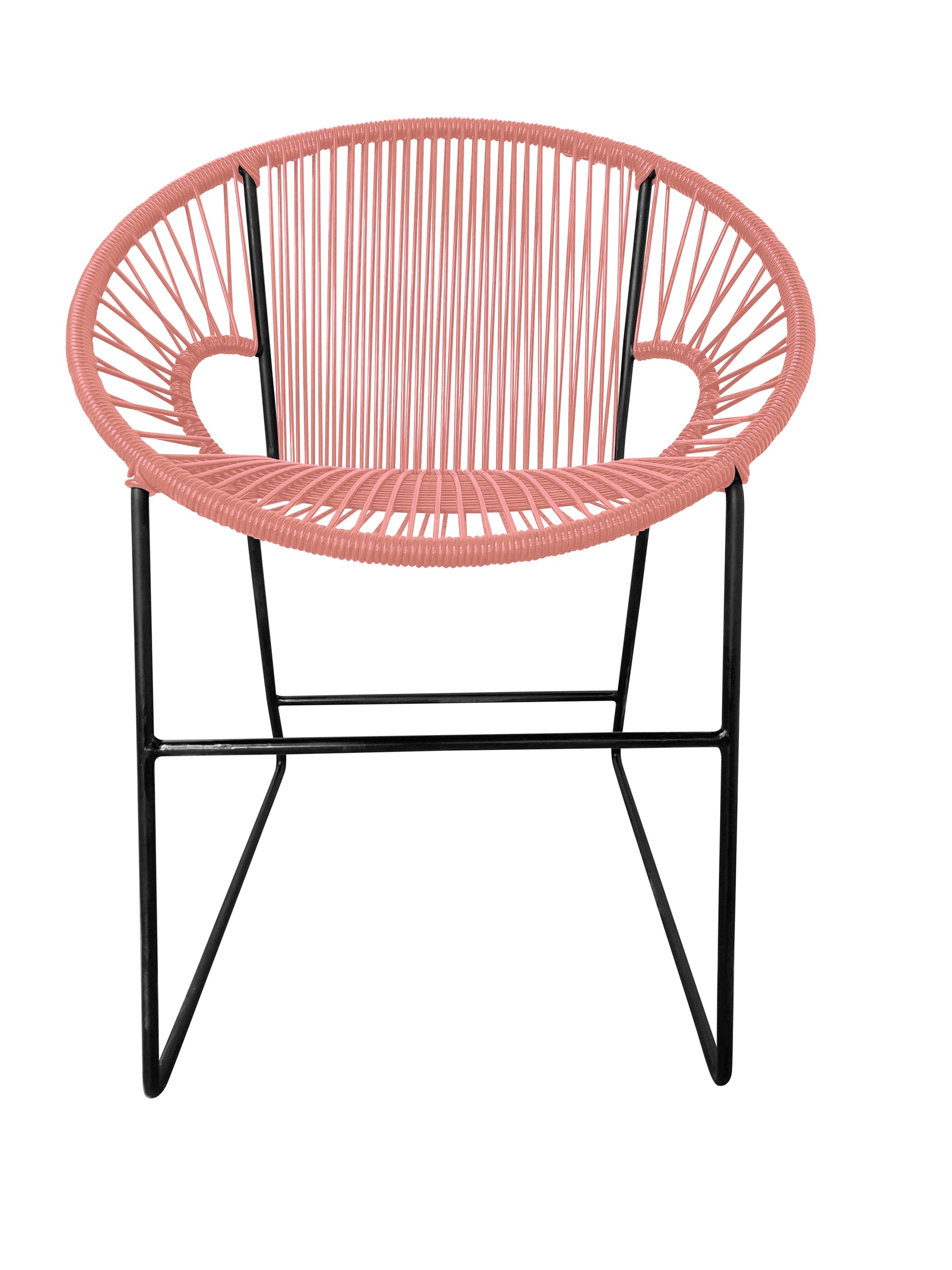 Puerto Dining Chair featuring a woven design and powder-coated steel frame, suitable for indoor and outdoor use.