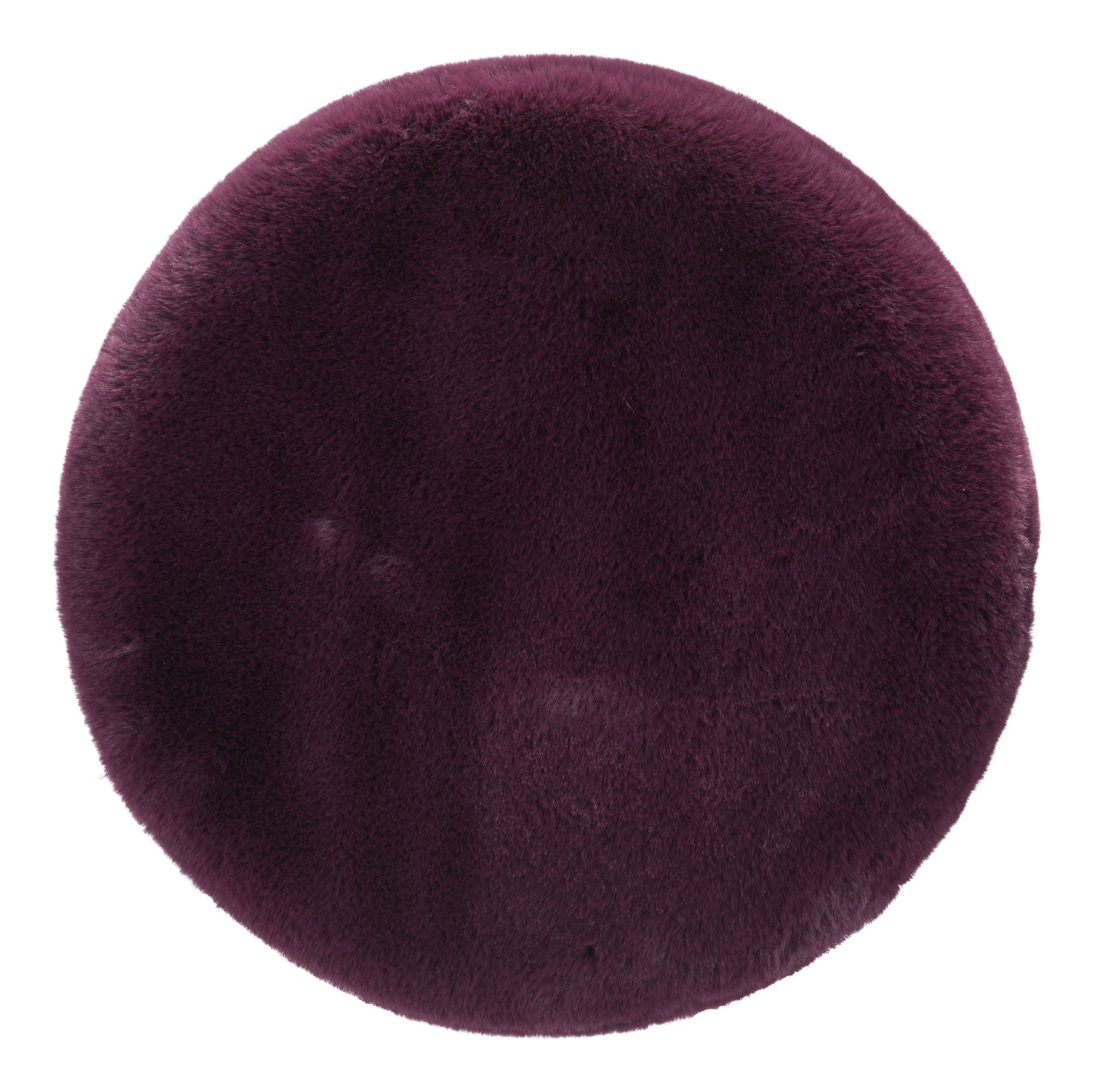 Purple Plush Faux Fur Ottoman Stool with soft texture and vibrant color, perfect for home decor.