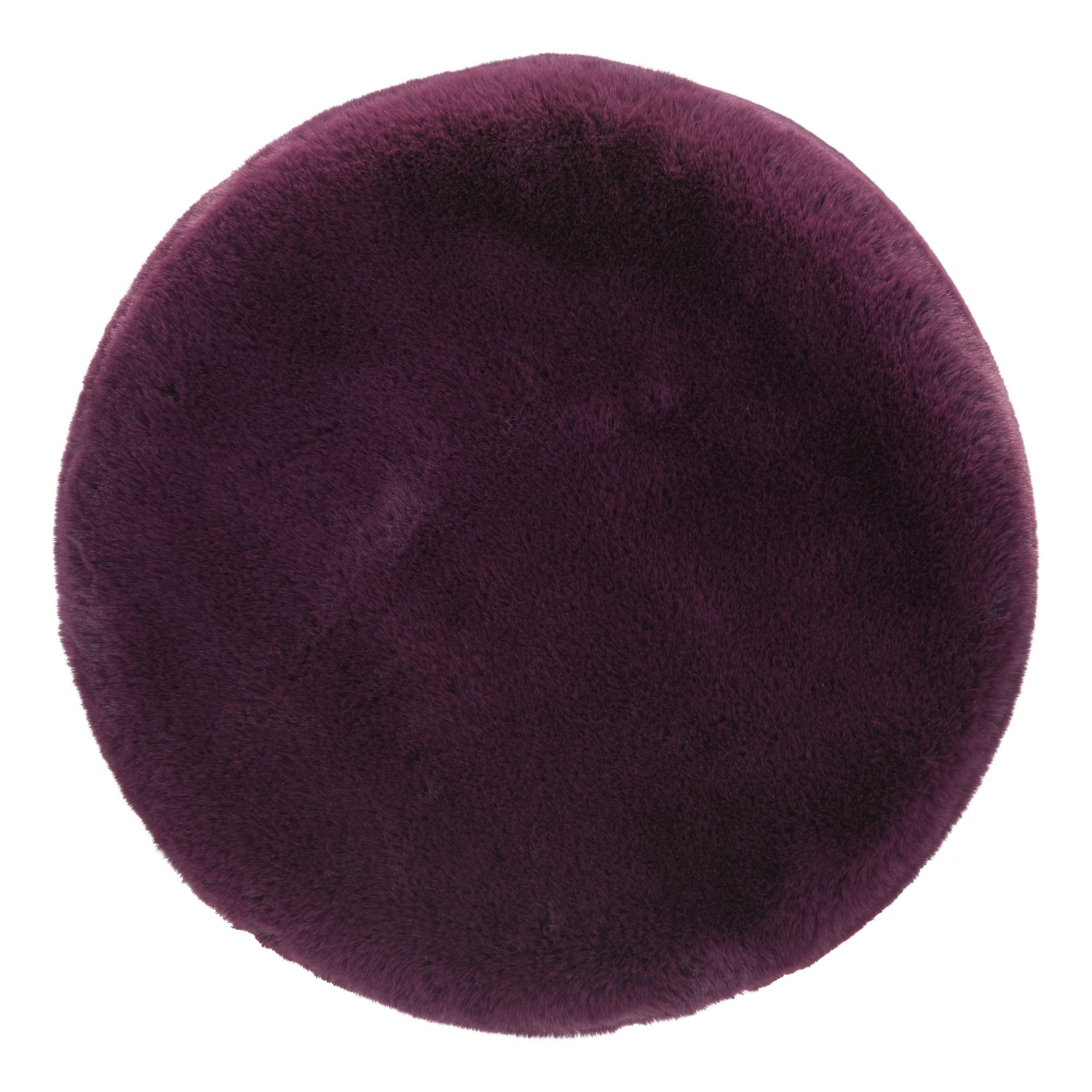 Purple Plush Faux Fur Ottoman Stool with soft texture and vibrant color, perfect for home decor.