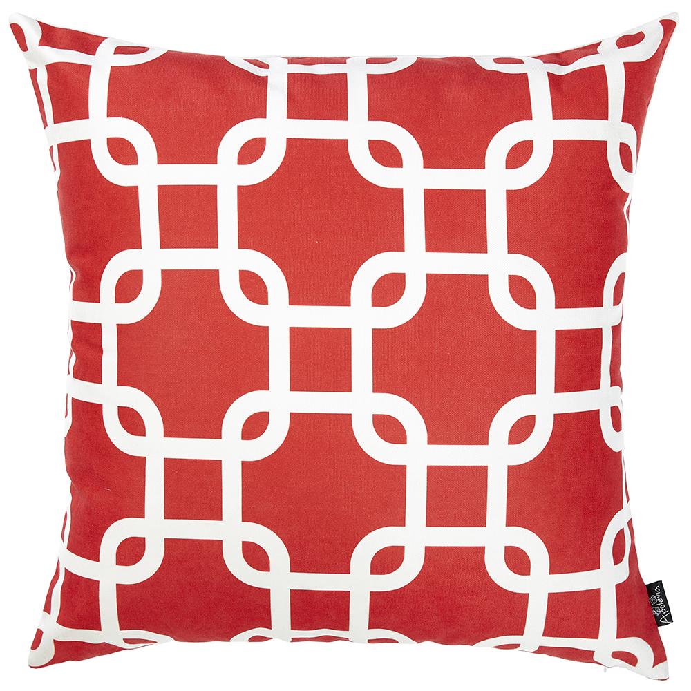 Red Lattice Decorative Throw Pillow Cover featuring vibrant patterns and a hidden zipper closure, made from luxurious brushed polyester.