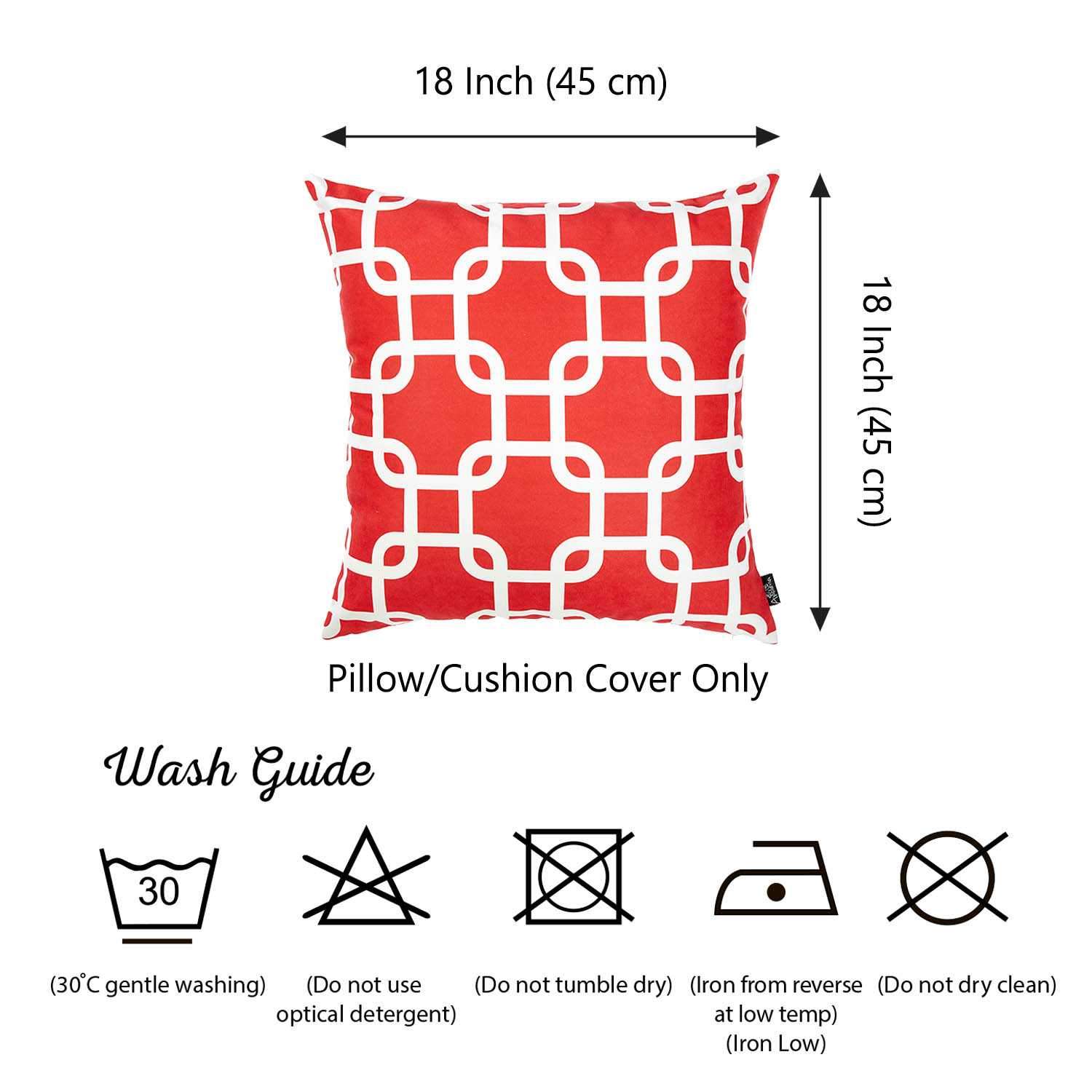 Red Lattice Decorative Throw Pillow Cover featuring vibrant patterns and a hidden zipper closure, made from luxurious brushed polyester.