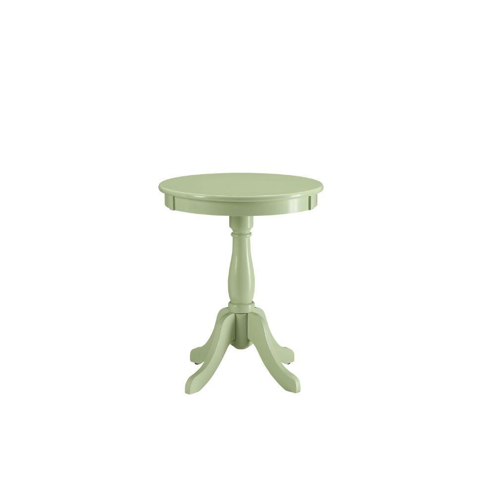 Round Pedestal Wooden Side Table with a round wooden top, turned pedestal base, and four knee legs in a stylish living room setting.