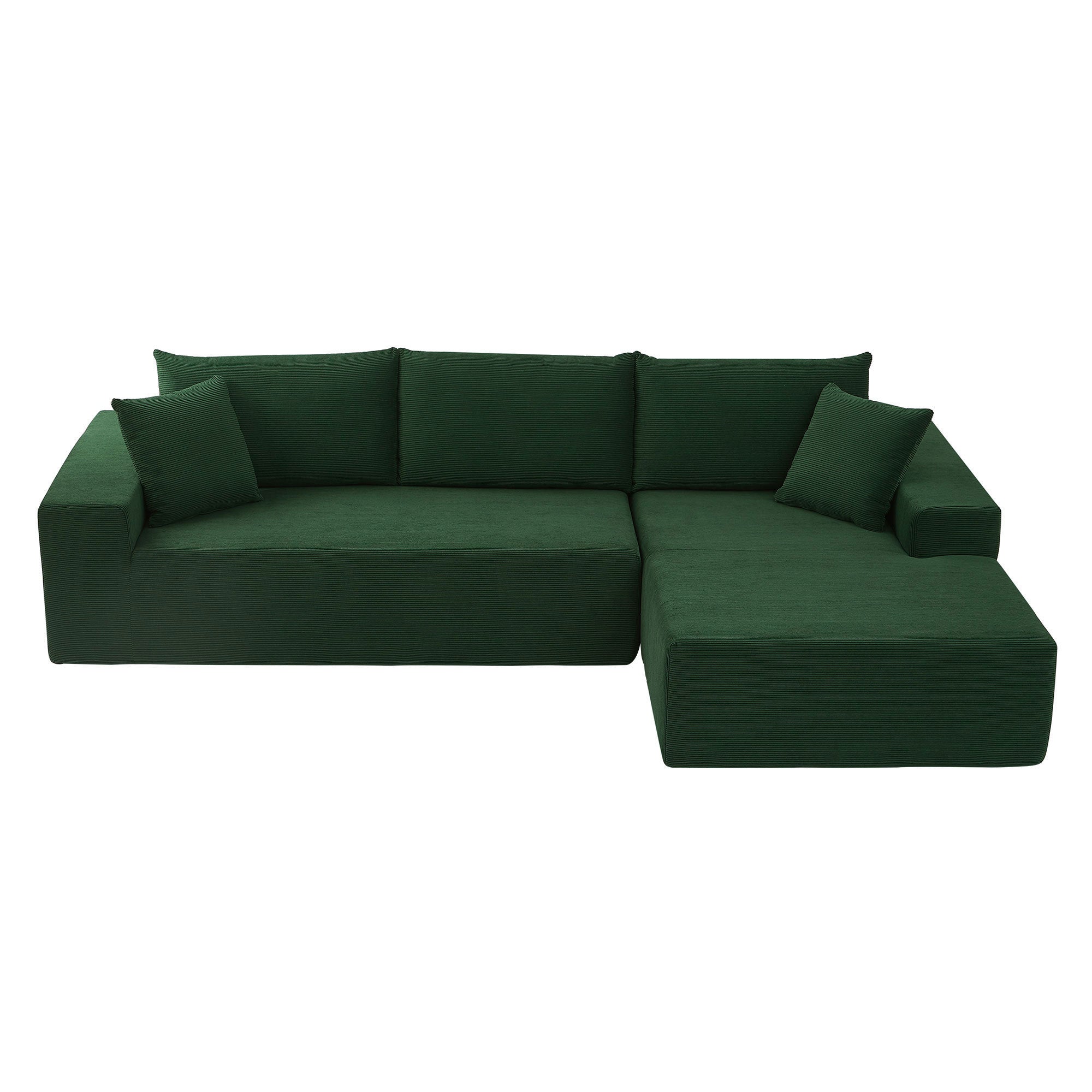 A stylish dark green sectional sofa set featuring a separate L-shaped couch cover, perfect for modern living spaces.