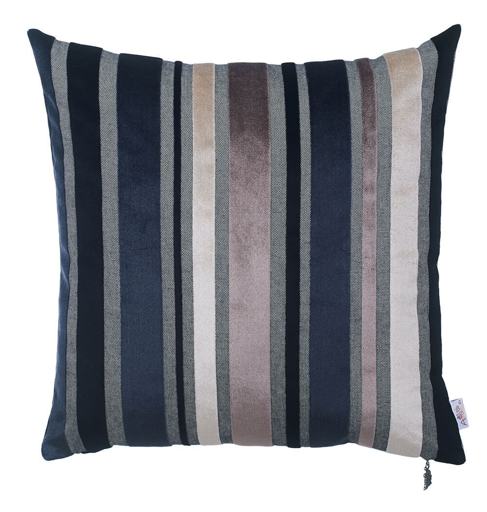 Set of 2 Midnight Variegated Stripe Decorative Pillow Covers in luxurious velvet fabric, showcasing a rich dark blue color with elegant stripes.