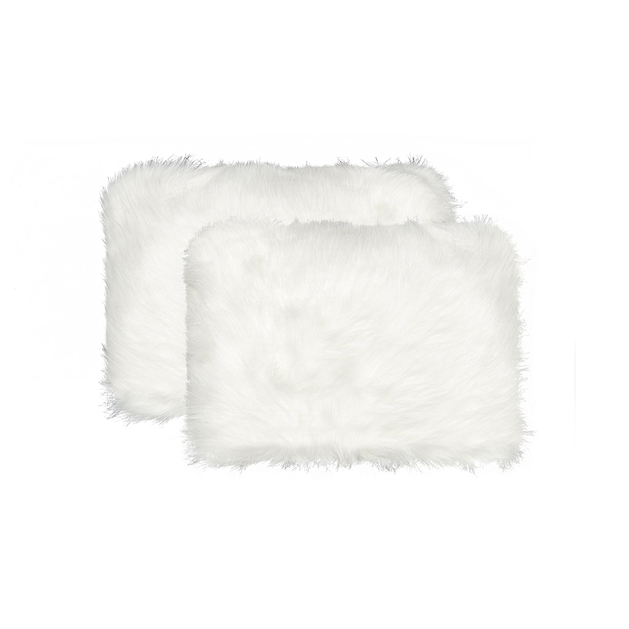 Set of 2 off white cozy faux fur lumbar pillows with plush texture, perfect for home decor and comfort.