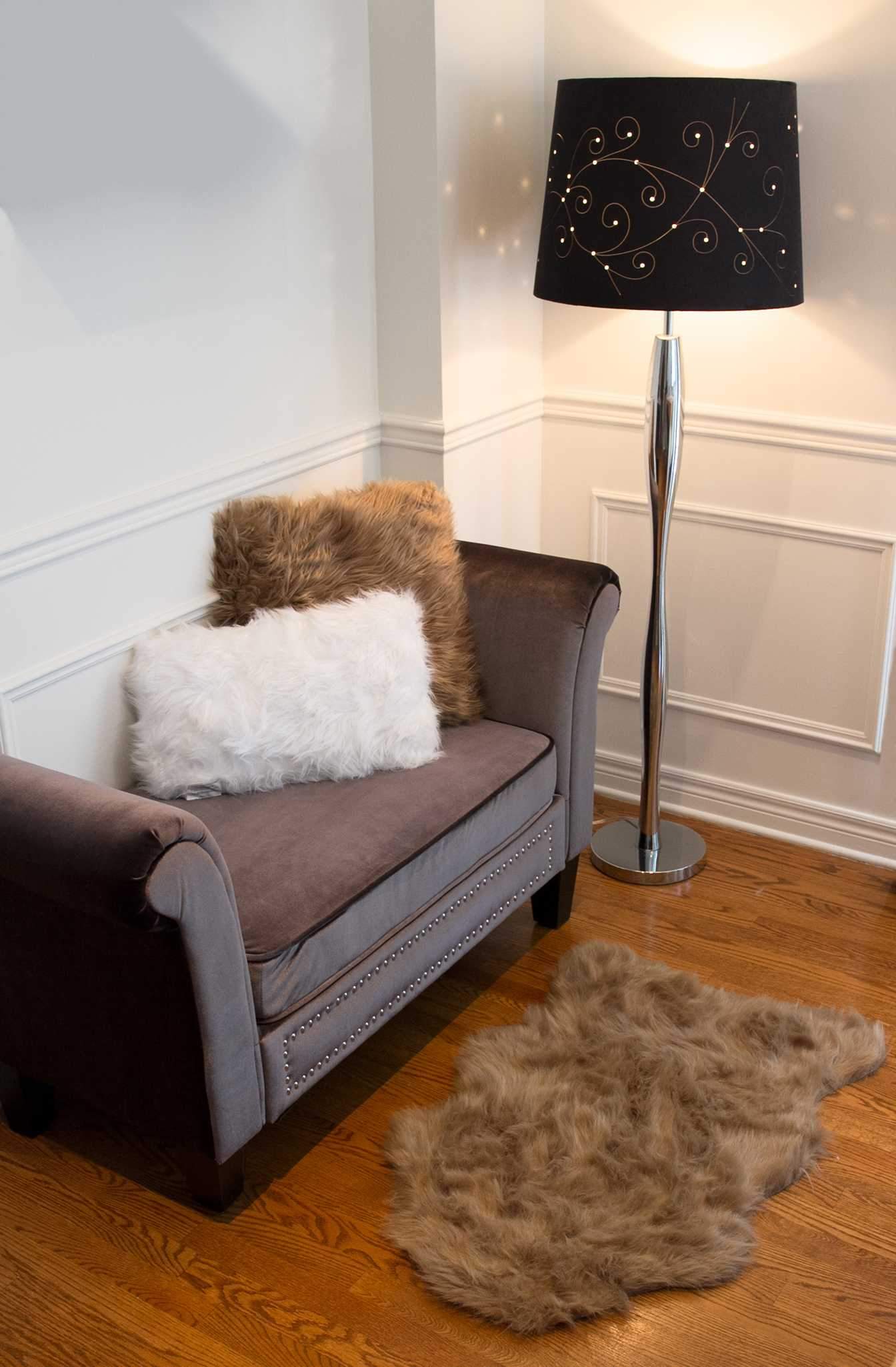 Set of 2 off white cozy faux fur lumbar pillows with plush texture, perfect for home decor and comfort.